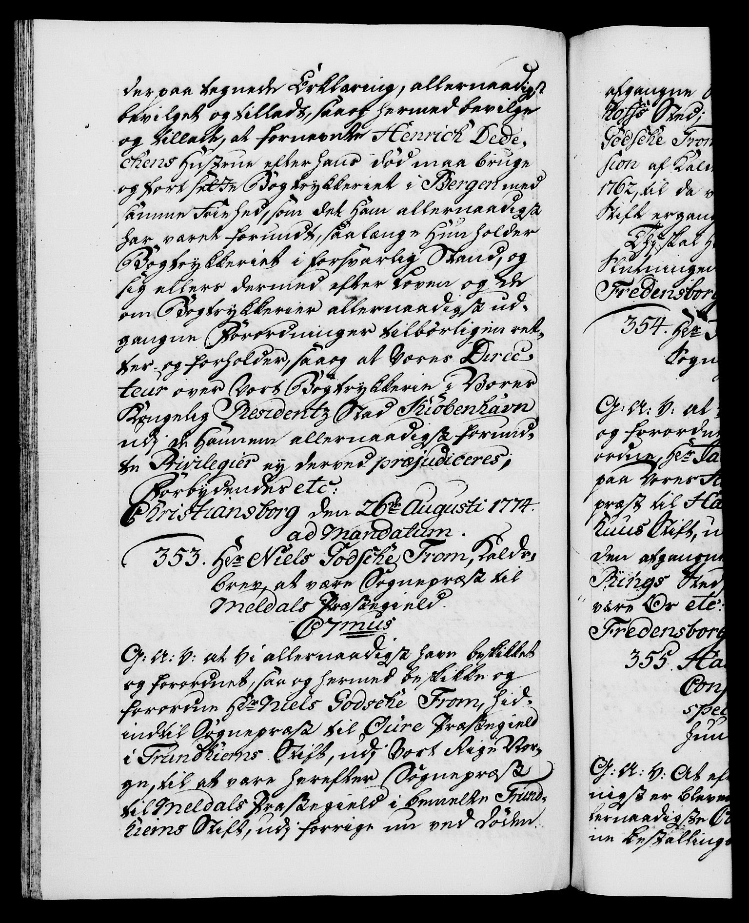 Danske Kanselli 1572-1799, RA/EA-3023/F/Fc/Fca/Fcaa/L0046: Norske registre, 1773-1775, p. 540b