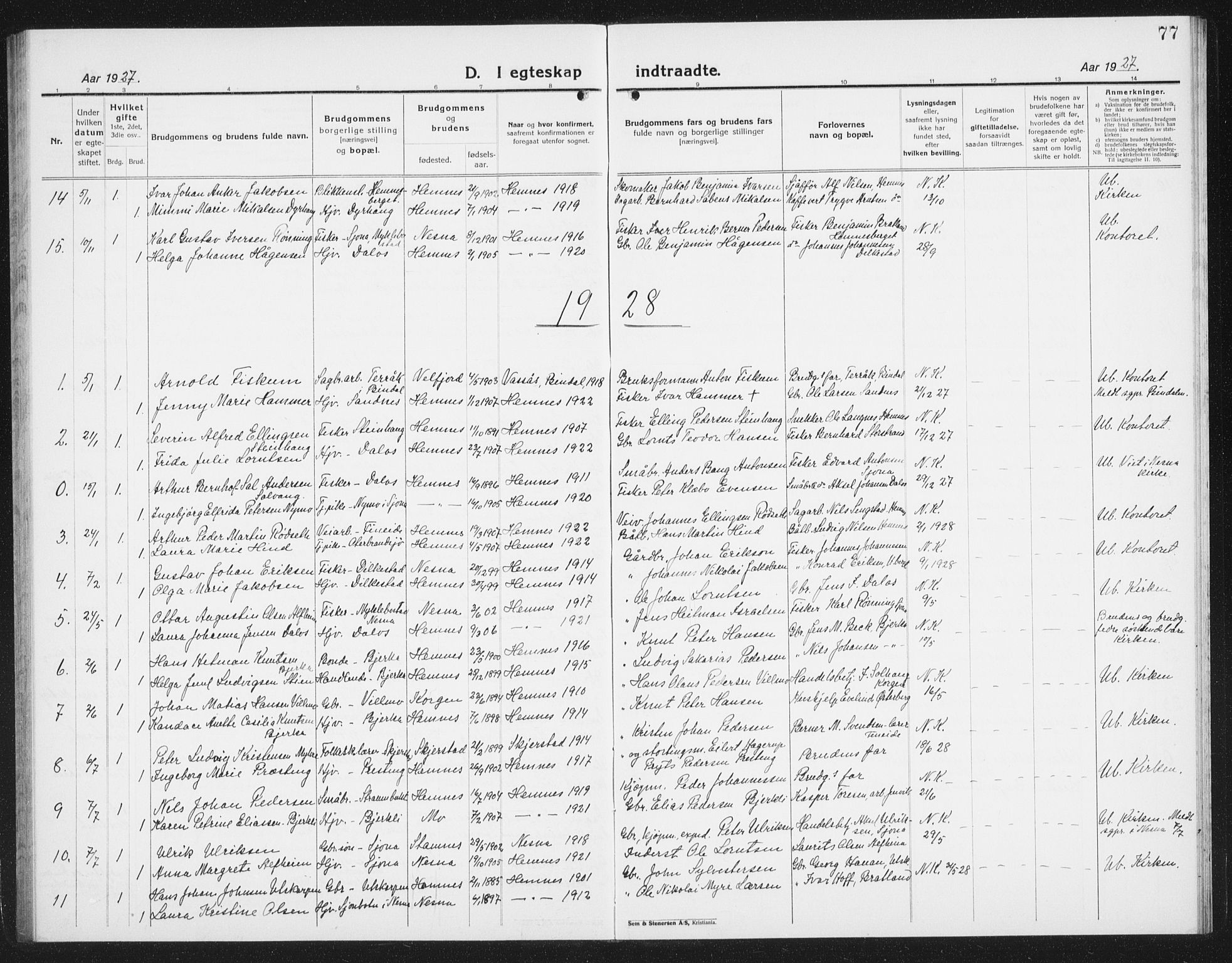 Ministerialprotokoller, klokkerbøker og fødselsregistre - Nordland, AV/SAT-A-1459/825/L0372: Parish register (copy) no. 825C09, 1923-1940, p. 77