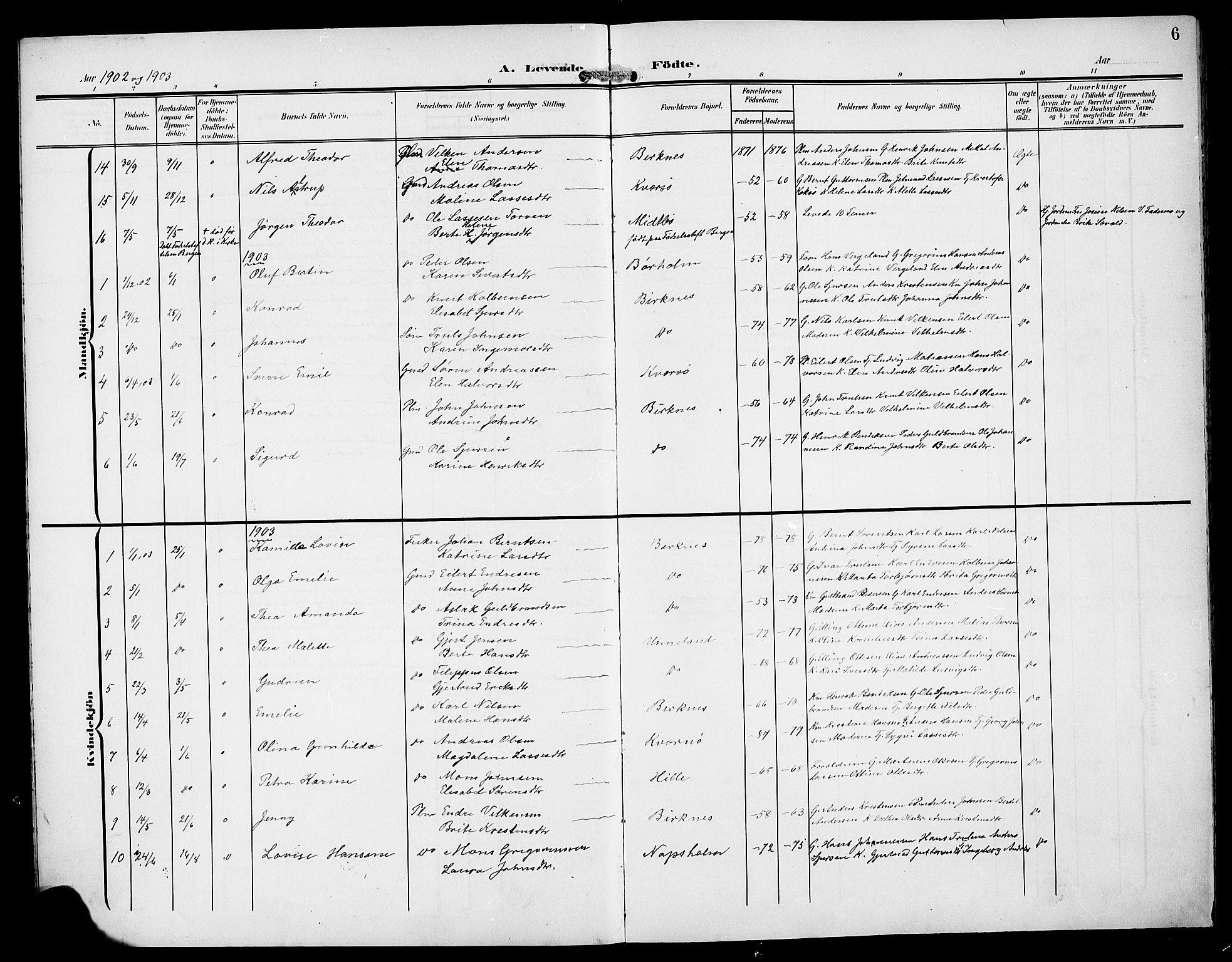 Gulen sokneprestembete, AV/SAB-A-80201/H/Hab/Habd/L0001: Parish register (copy) no. D 1, 1901-1924, p. 6