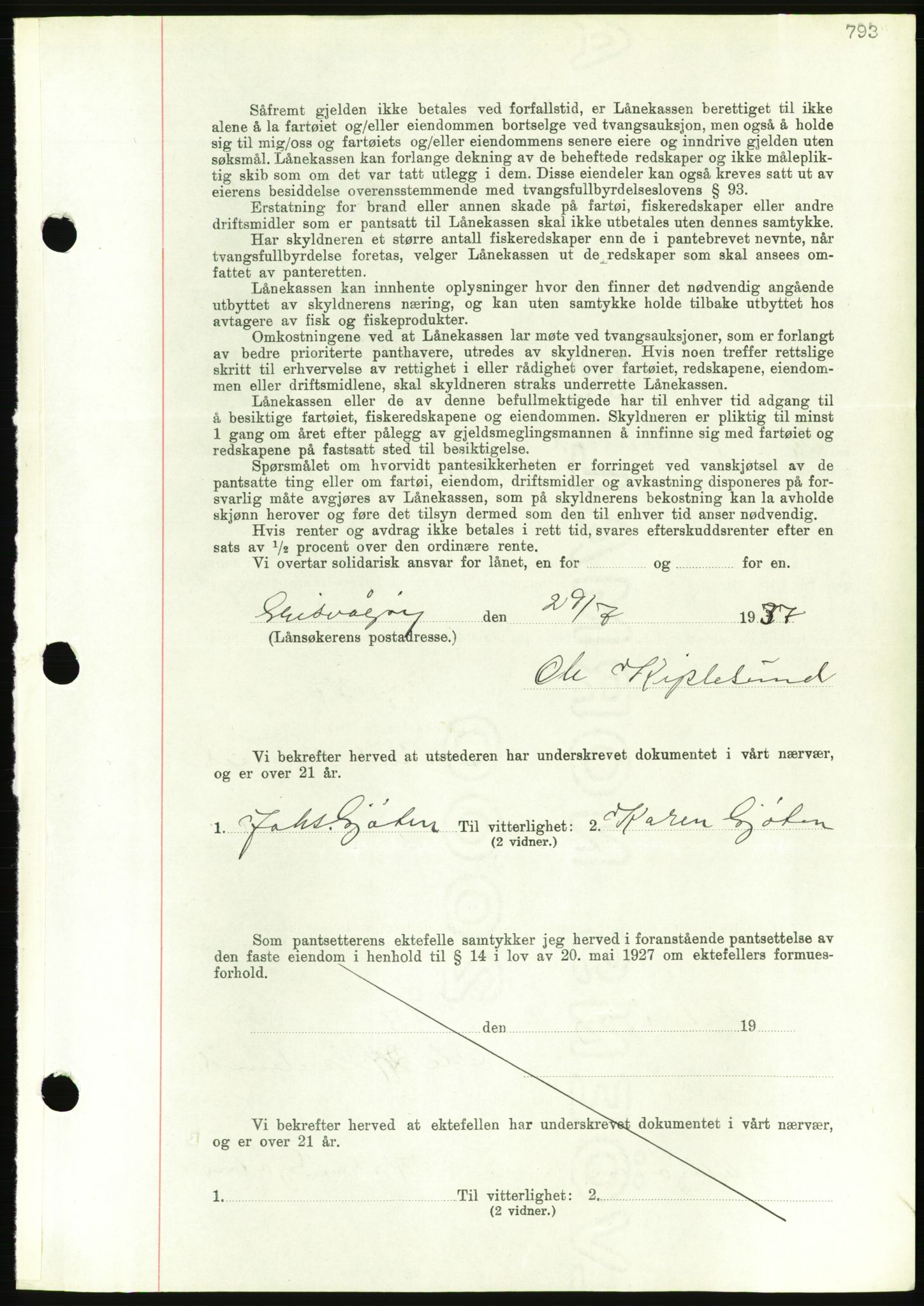 Nordmøre sorenskriveri, AV/SAT-A-4132/1/2/2Ca/L0091: Mortgage book no. B81, 1937-1937, Diary no: : 1978/1937