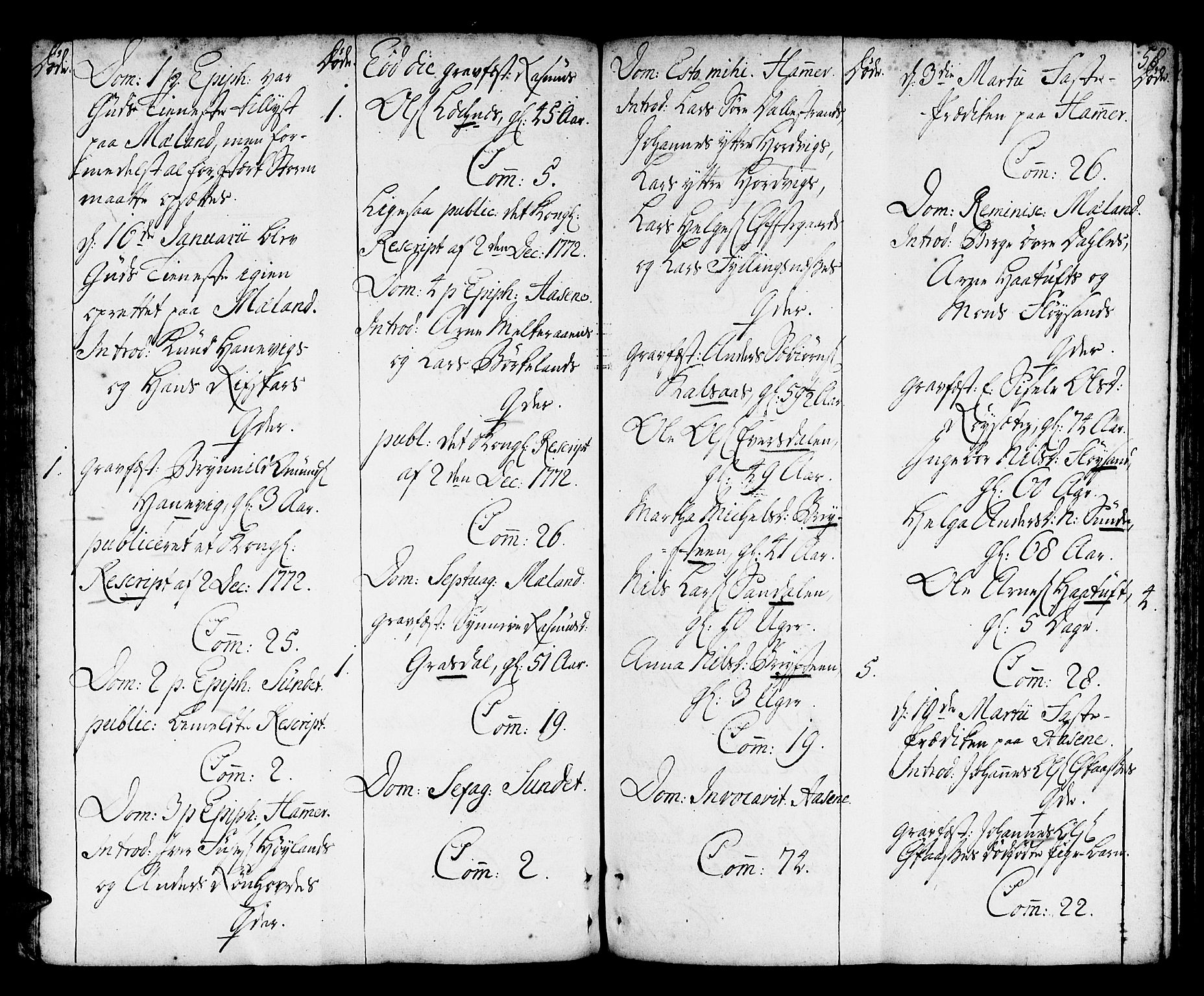 Hamre sokneprestembete, SAB/A-75501/H/Ha/Haa/Haaa/L0007: Parish register (official) no. A 7, 1762-1777, p. 58