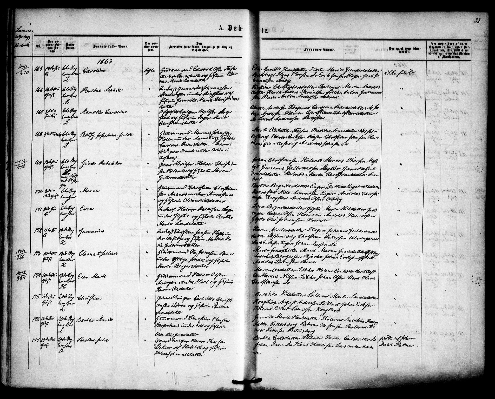 Høland prestekontor Kirkebøker, SAO/A-10346a/F/Fa/L0011: Parish register (official) no. I 11, 1862-1869, p. 32