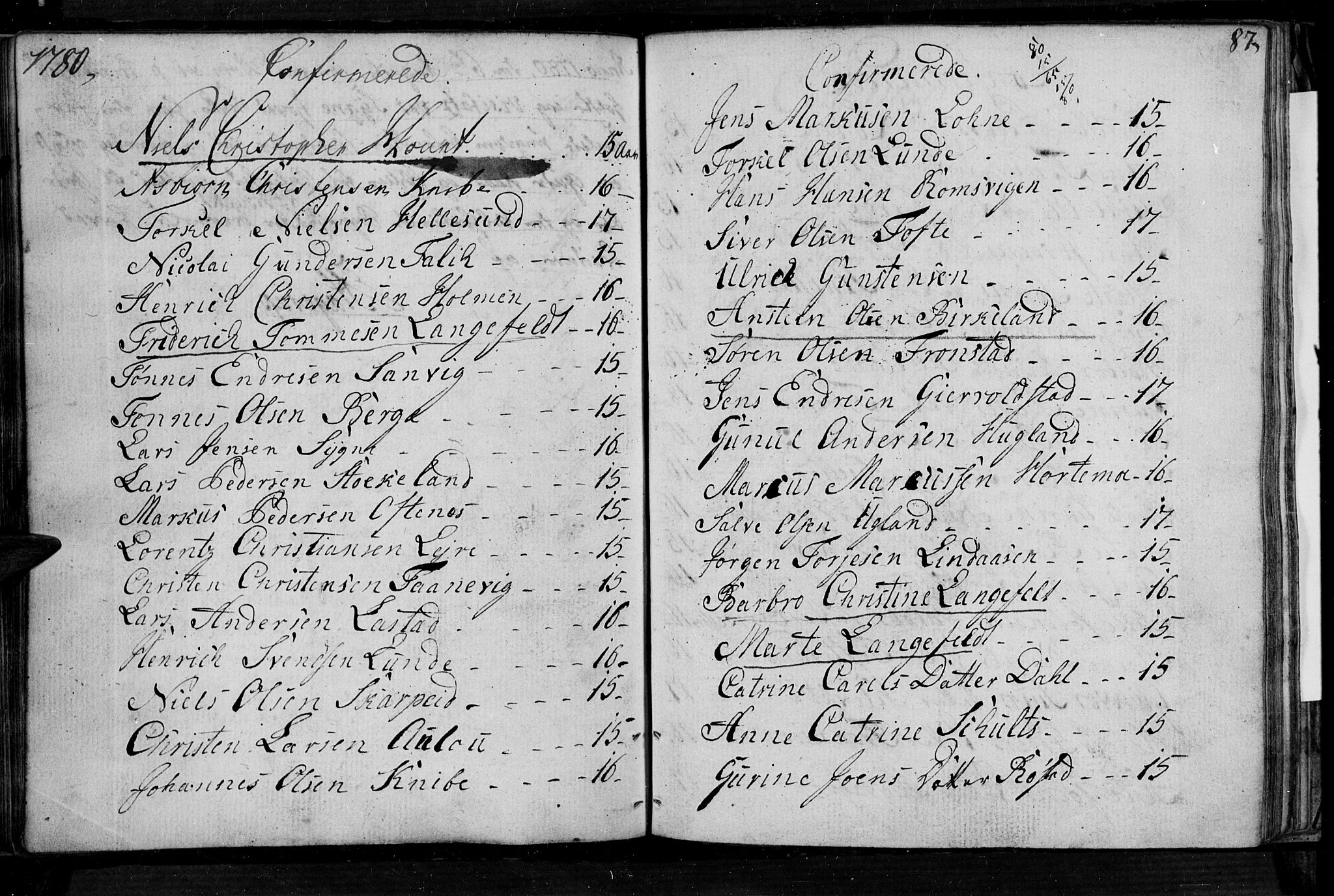 Søgne sokneprestkontor, SAK/1111-0037/F/Fa/Fab/L0004: Parish register (official) no. A 4, 1770-1822, p. 86-87