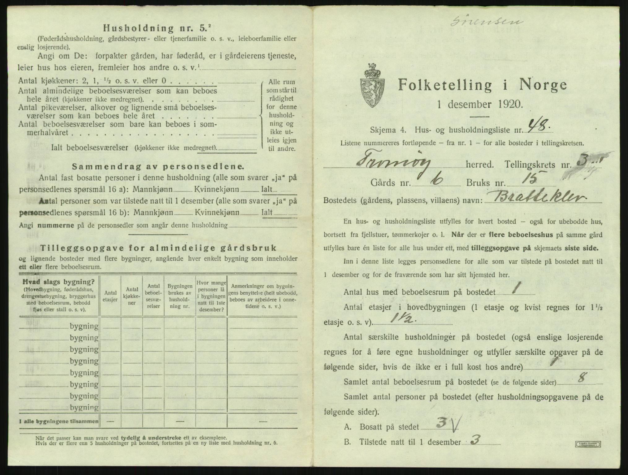 SAK, 1920 census for Tromøy, 1920, p. 325