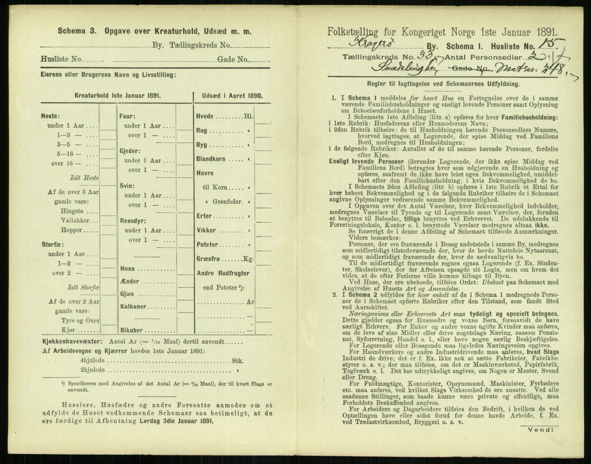 RA, 1891 census for 0801 Kragerø, 1891, p. 1226