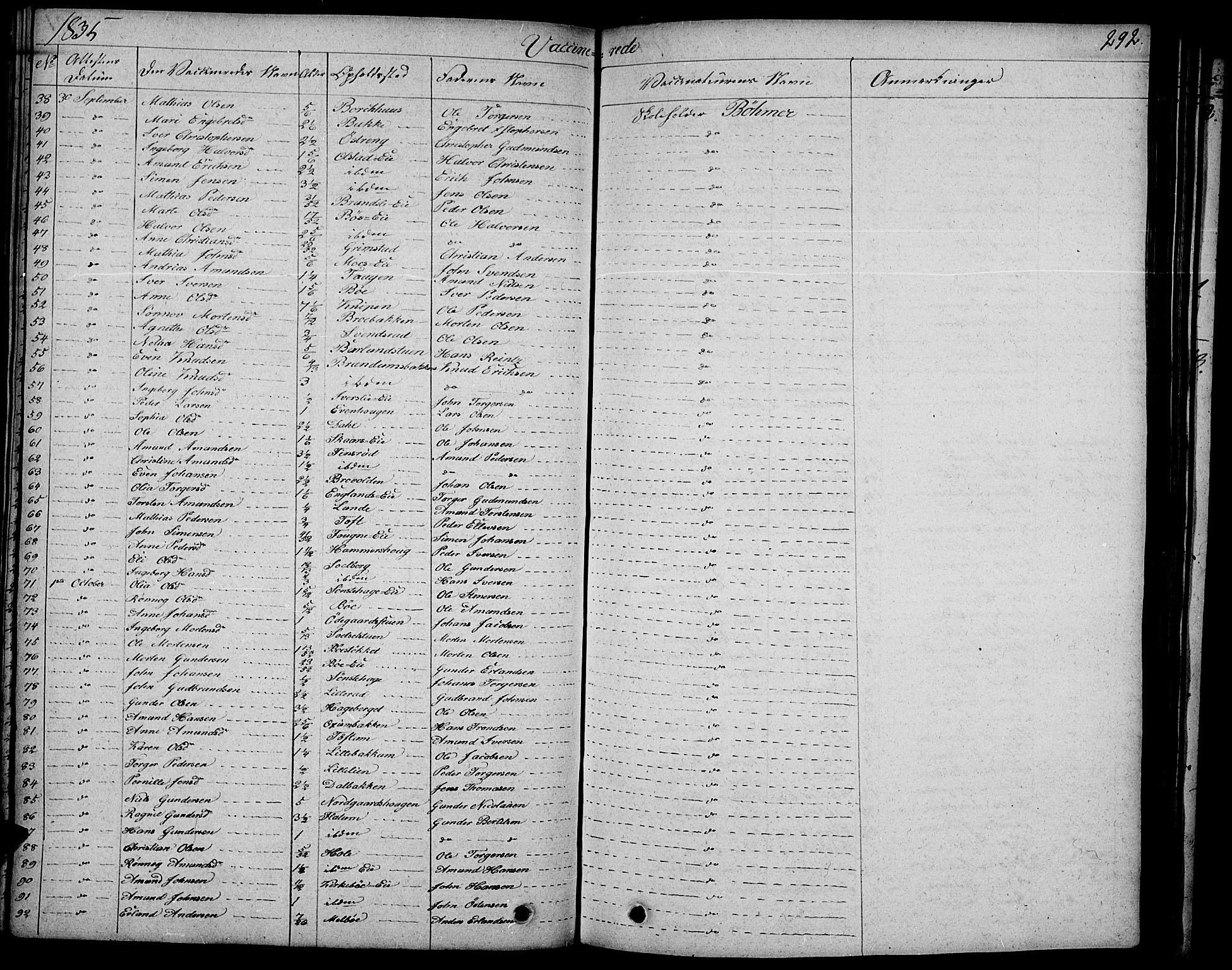 Gausdal prestekontor, SAH/PREST-090/H/Ha/Haa/L0006: Parish register (official) no. 6, 1830-1839, p. 292