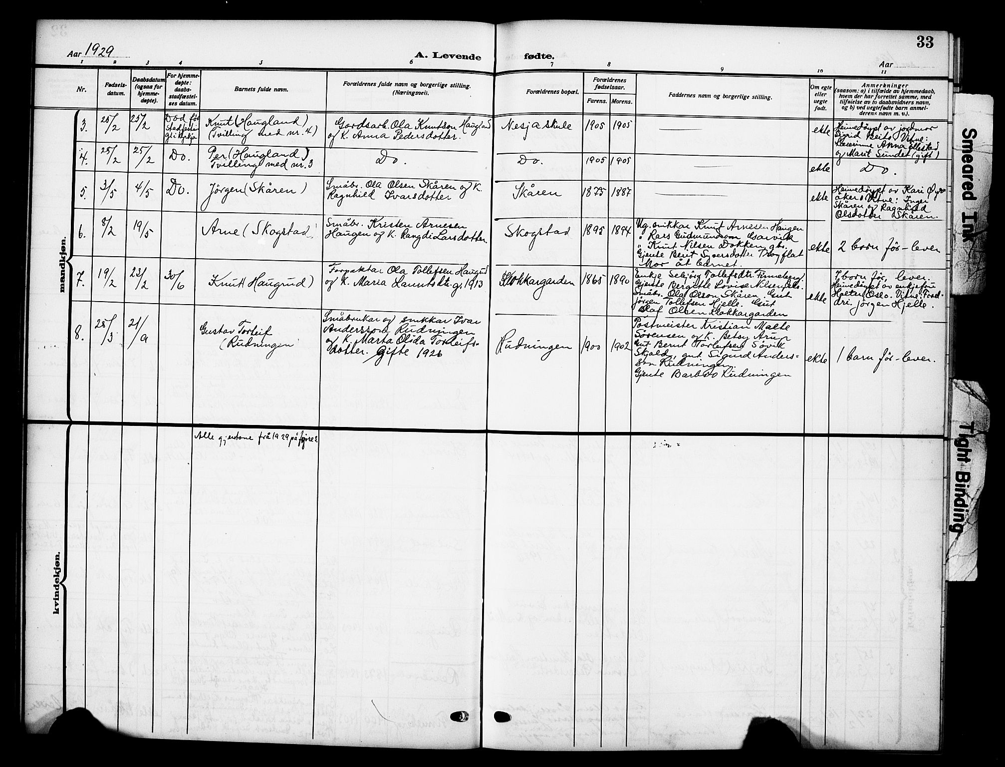 Vestre Slidre prestekontor, AV/SAH-PREST-136/H/Ha/Hab/L0007: Parish register (copy) no. 7, 1909-1930, p. 33