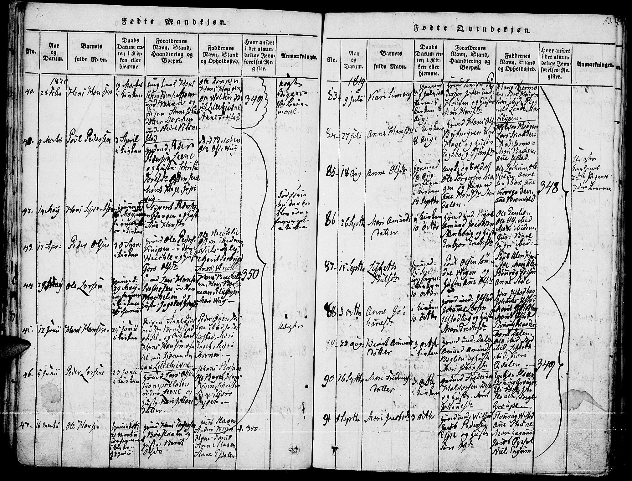 Fron prestekontor, AV/SAH-PREST-078/H/Ha/Haa/L0002: Parish register (official) no. 2, 1816-1827, p. 53