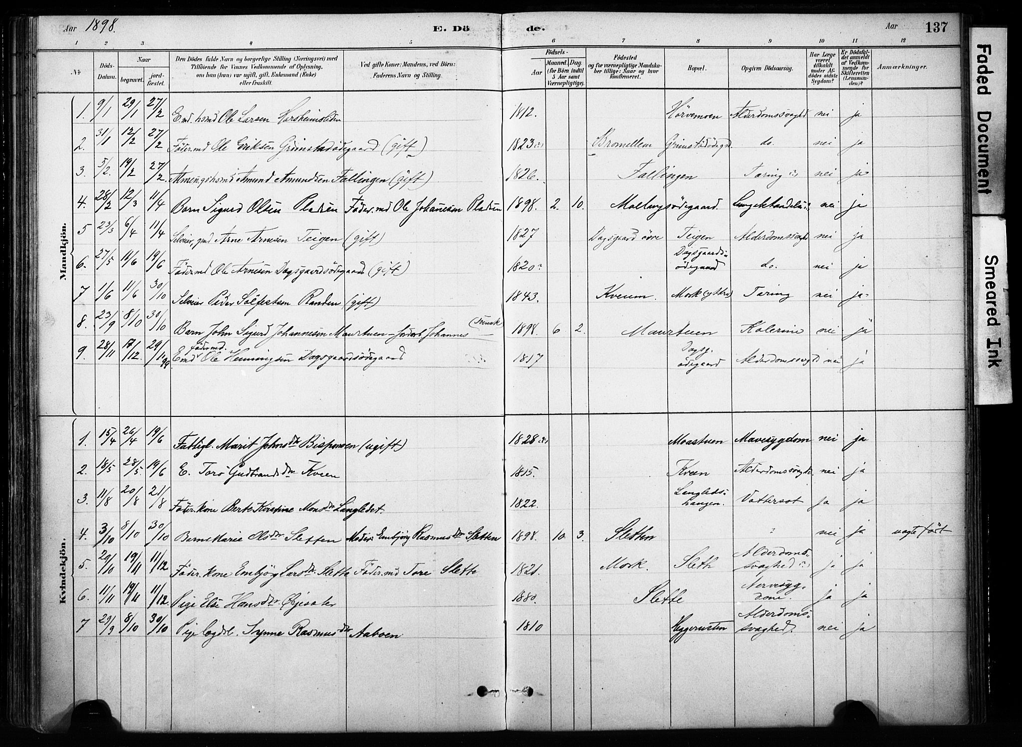 Skjåk prestekontor, SAH/PREST-072/H/Ha/Haa/L0004: Parish register (official) no. 4, 1880-1904, p. 137