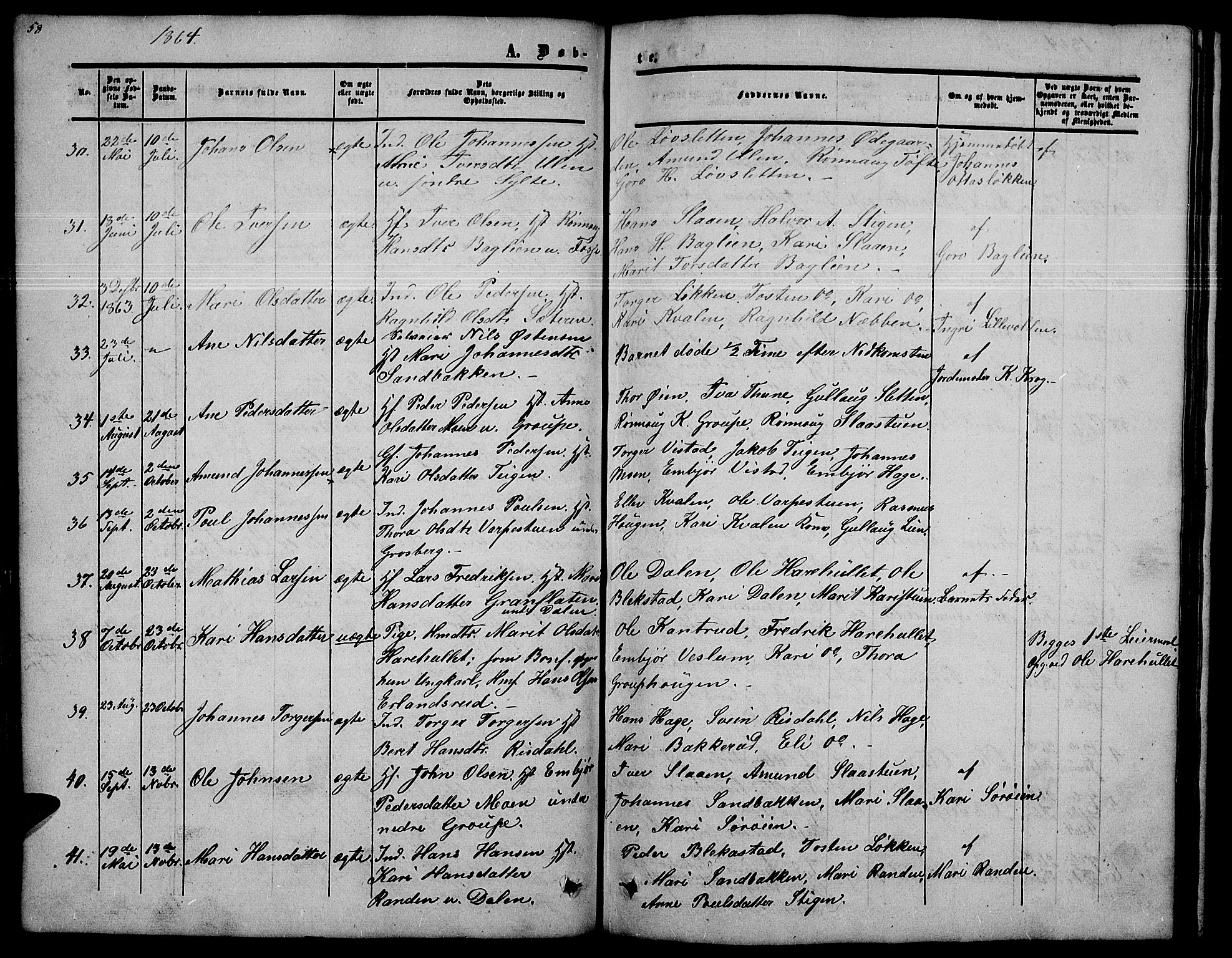 Nord-Fron prestekontor, AV/SAH-PREST-080/H/Ha/Hab/L0002: Parish register (copy) no. 2, 1851-1883, p. 58