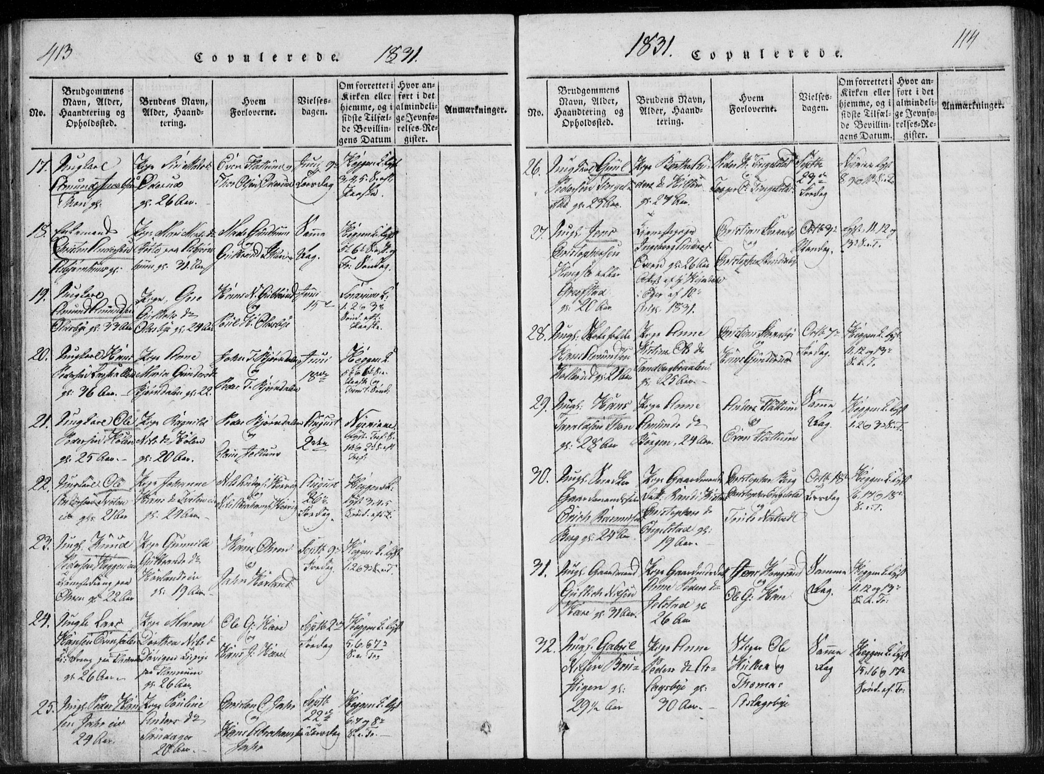 Modum kirkebøker, AV/SAKO-A-234/G/Ga/L0002: Parish register (copy) no. I 2, 1824-1832, p. 413-414