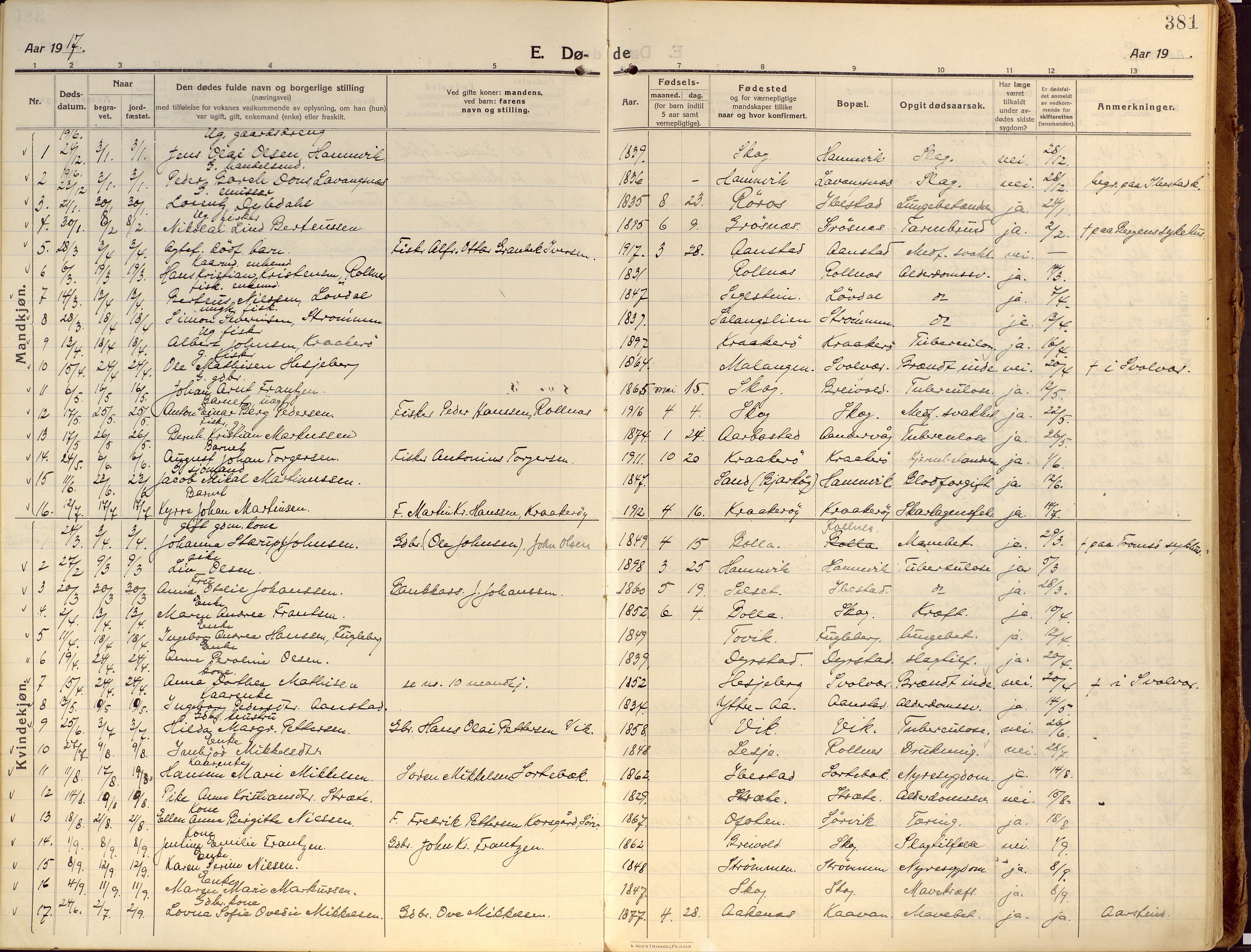 Ibestad sokneprestembete, AV/SATØ-S-0077/H/Ha/Haa/L0018kirke: Parish register (official) no. 18, 1915-1929, p. 381