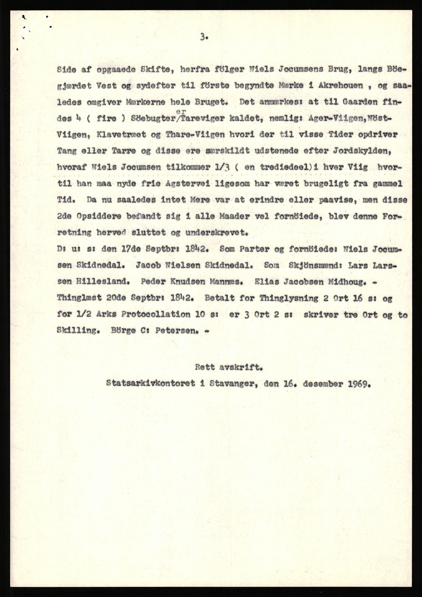 Statsarkivet i Stavanger, AV/SAST-A-101971/03/Y/Yj/L0075: Avskrifter sortert etter gårdsnavn: Skastad - Skjerveim, 1750-1930, p. 601