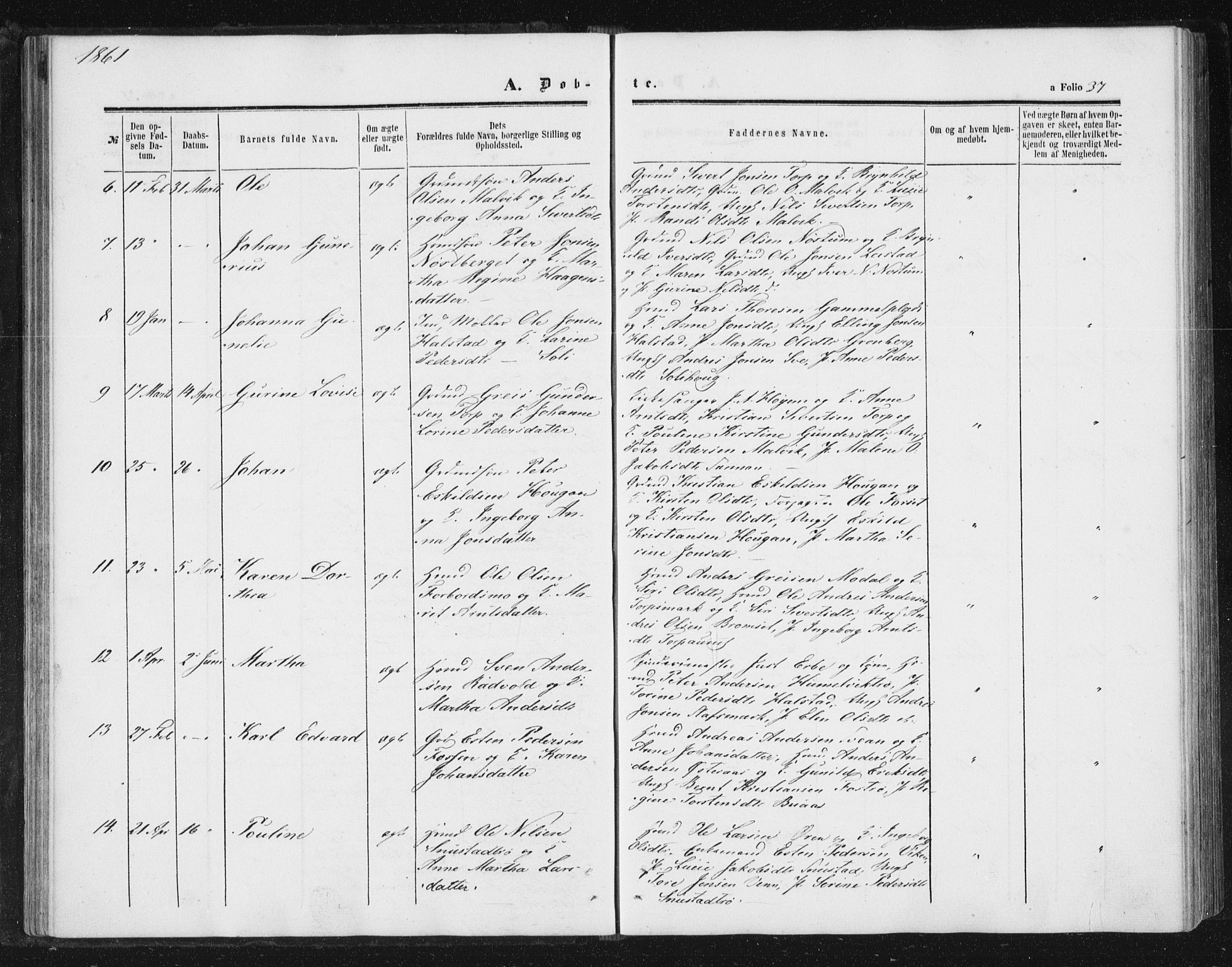 Ministerialprotokoller, klokkerbøker og fødselsregistre - Sør-Trøndelag, SAT/A-1456/616/L0408: Parish register (official) no. 616A05, 1857-1865, p. 37