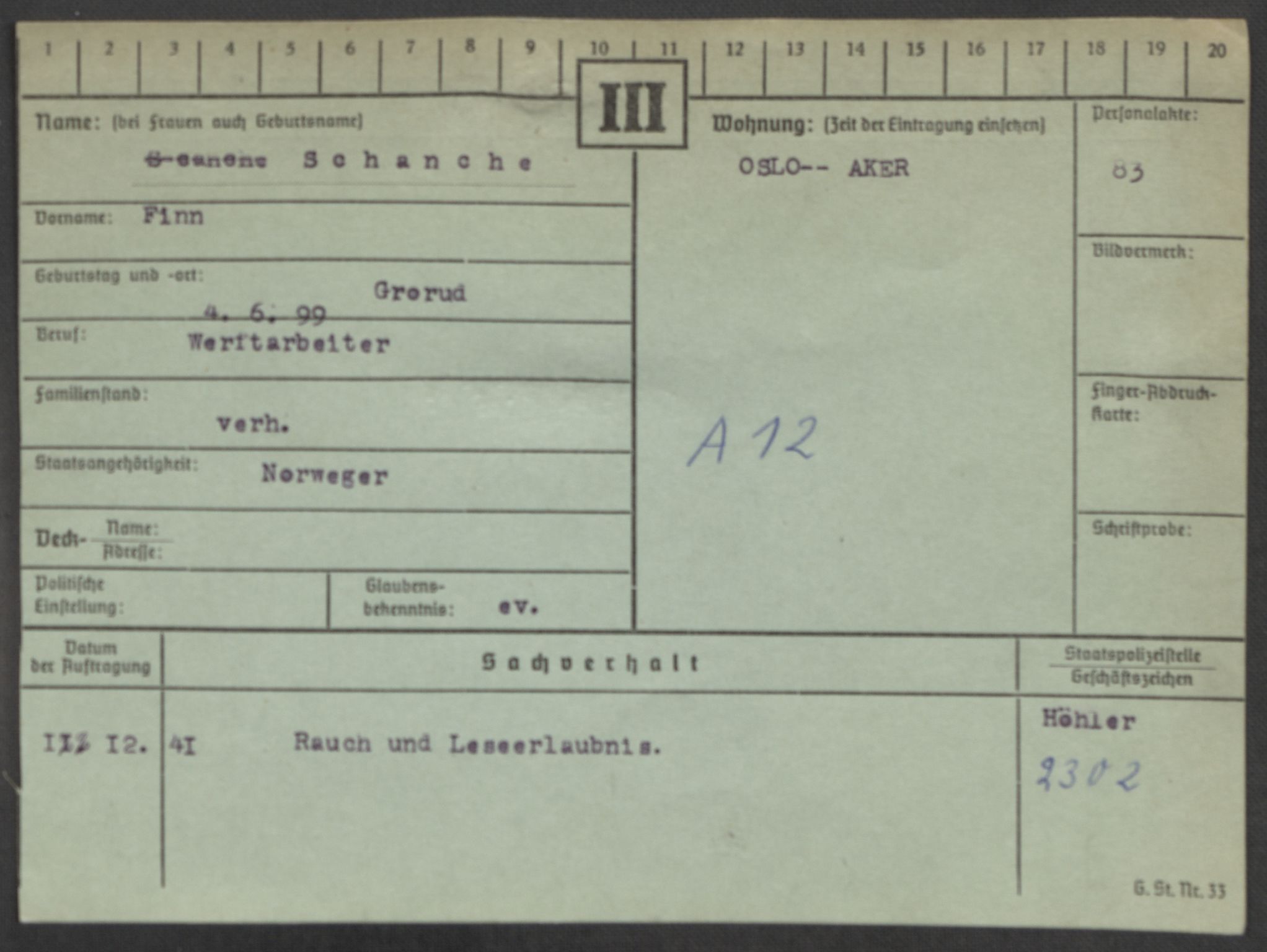 Befehlshaber der Sicherheitspolizei und des SD, AV/RA-RAFA-5969/E/Ea/Eaa/L0009: Register over norske fanger i Møllergata 19: Ru-Sy, 1940-1945, p. 376