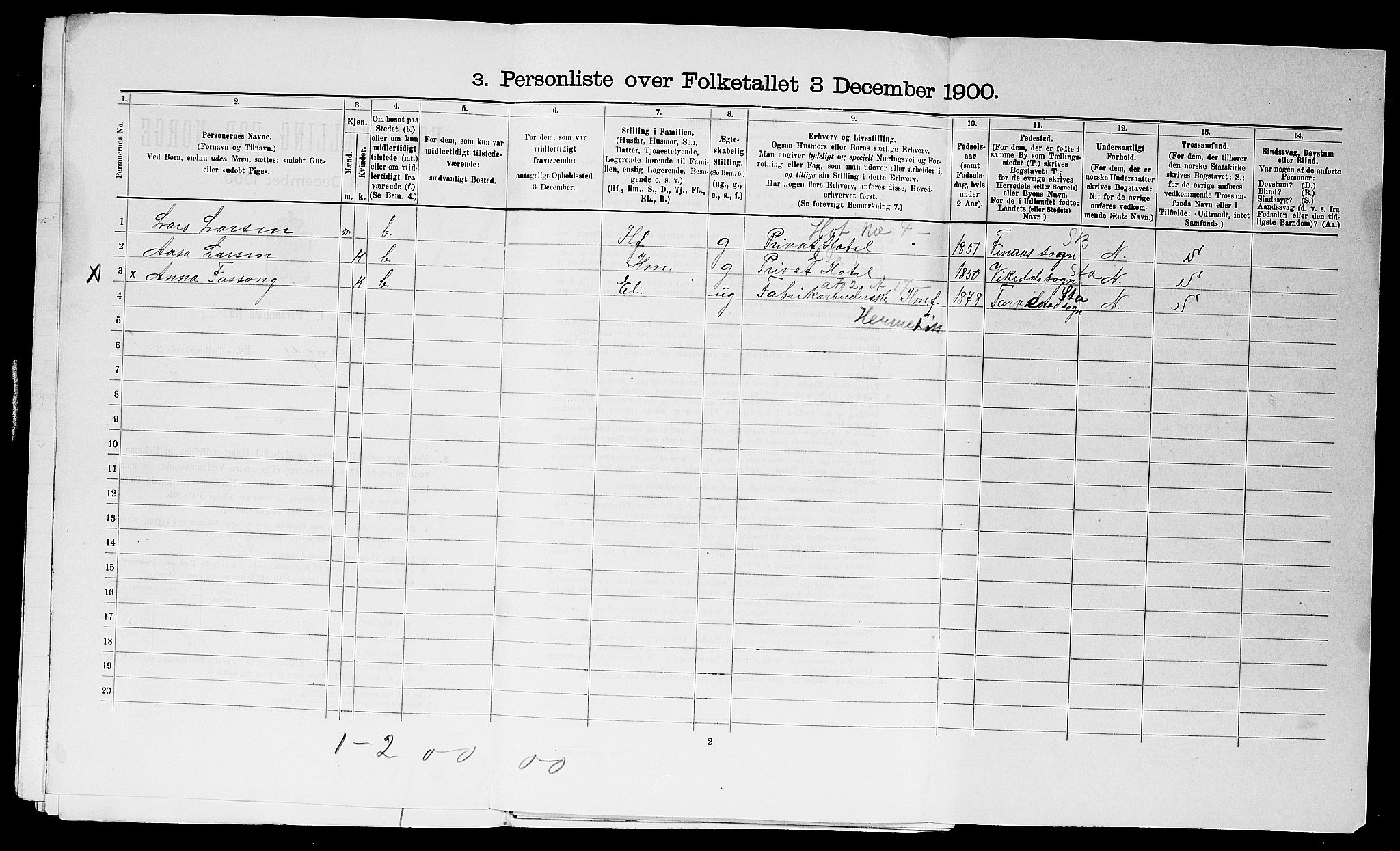 SAST, 1900 census for Stavanger, 1900, p. 10738