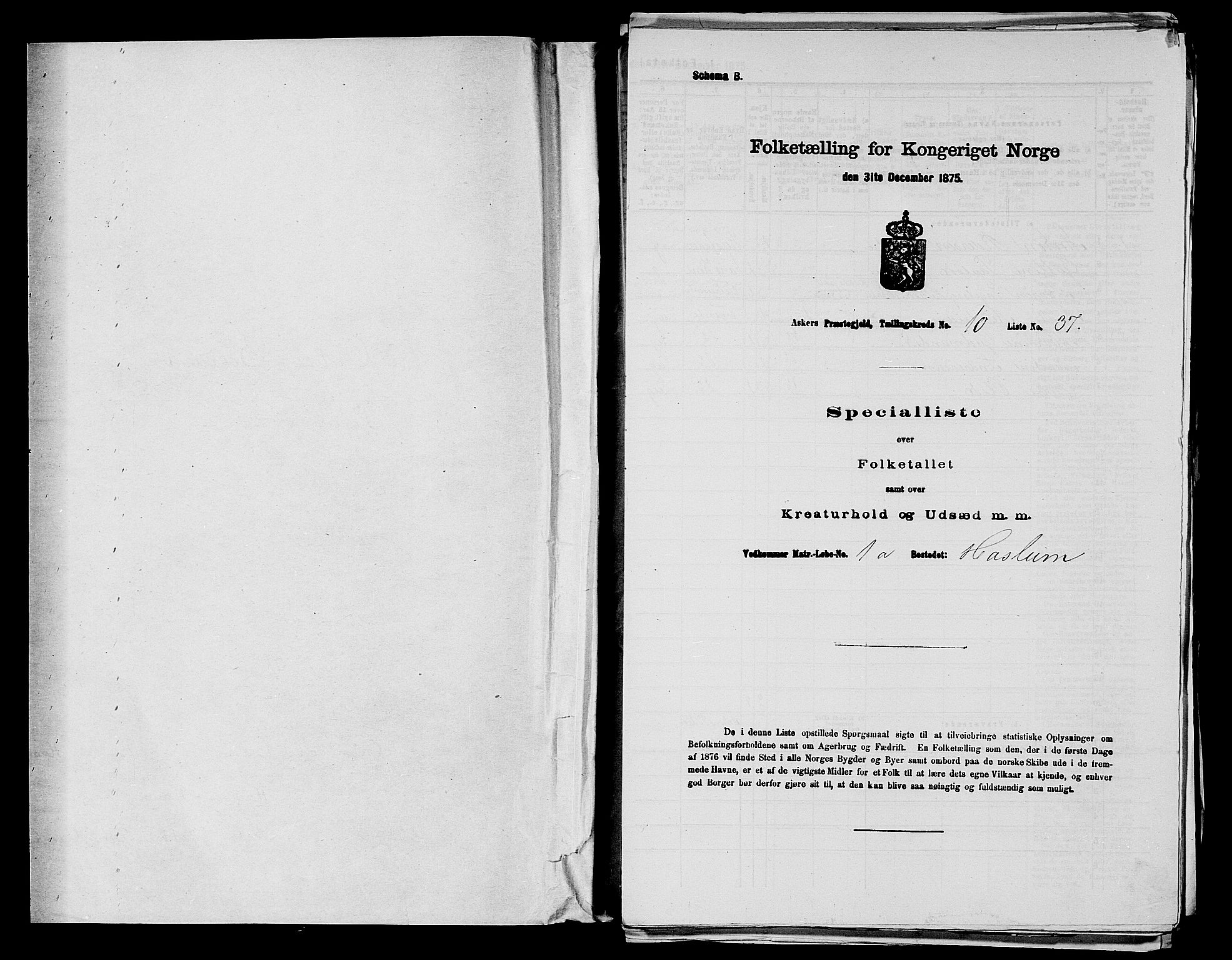 RA, 1875 census for 0220P Asker, 1875, p. 1757