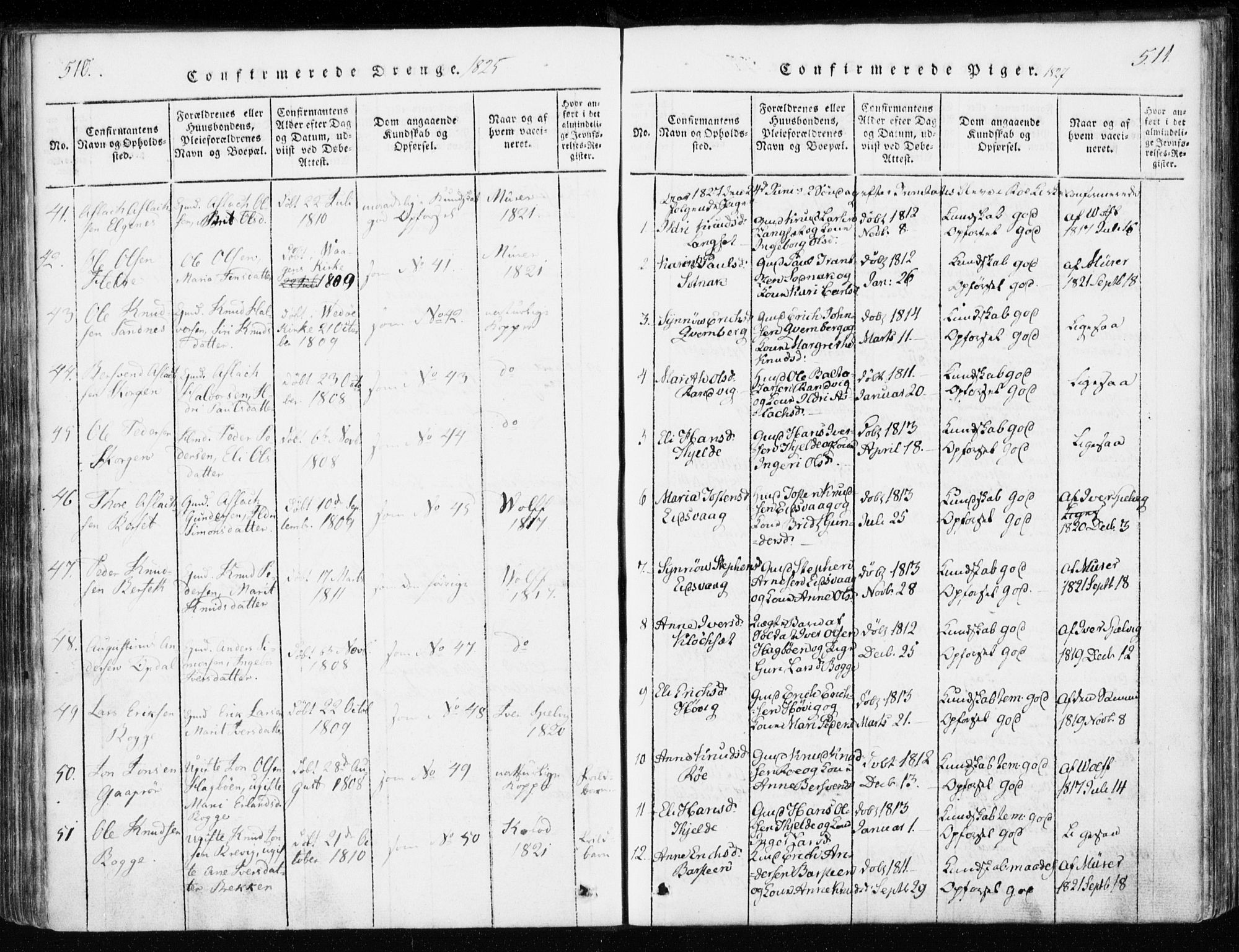 Ministerialprotokoller, klokkerbøker og fødselsregistre - Møre og Romsdal, SAT/A-1454/551/L0623: Parish register (official) no. 551A03, 1818-1831, p. 510-511