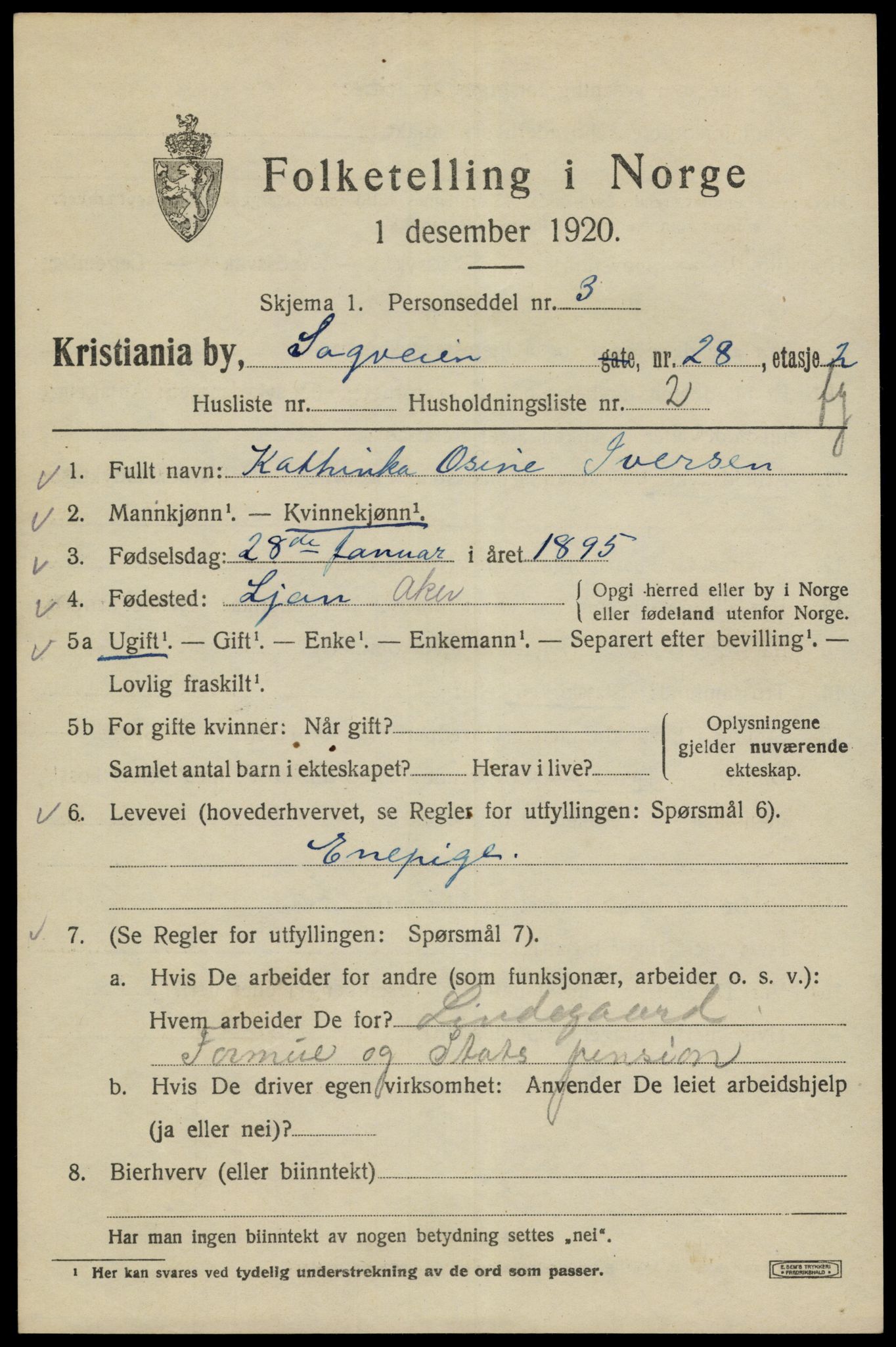 SAO, 1920 census for Kristiania, 1920, p. 477589