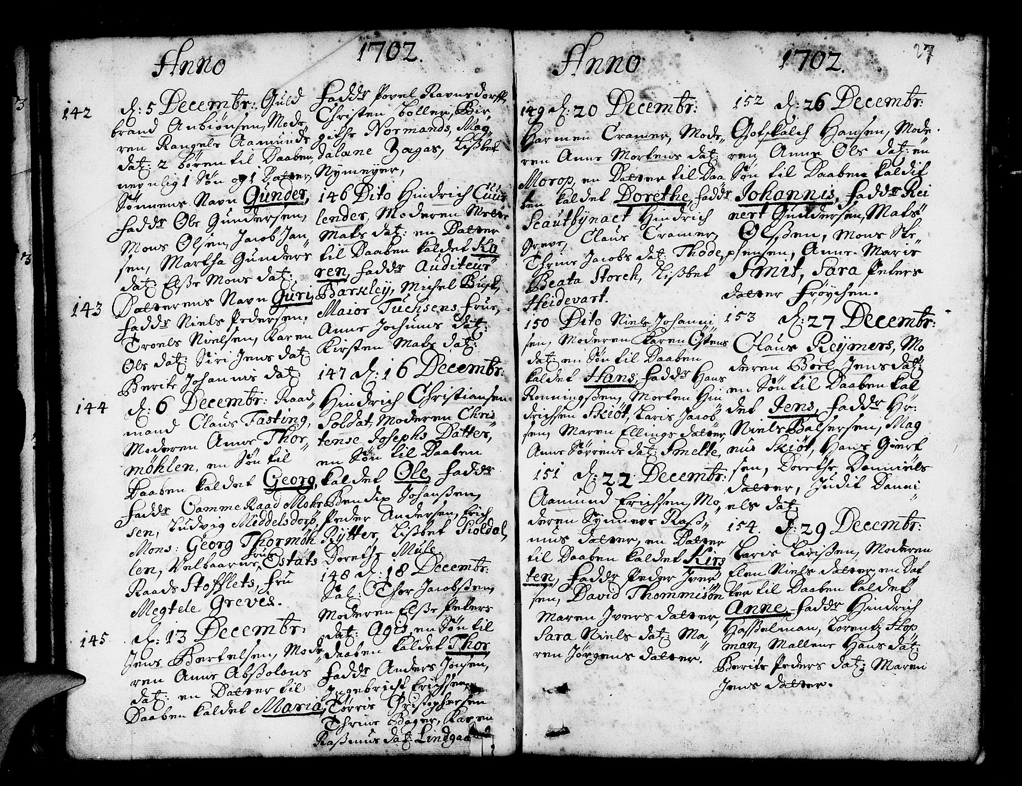 Nykirken Sokneprestembete, AV/SAB-A-77101/H/Haa/L0002: Parish register (official) no. A 2, 1700-1723, p. 27