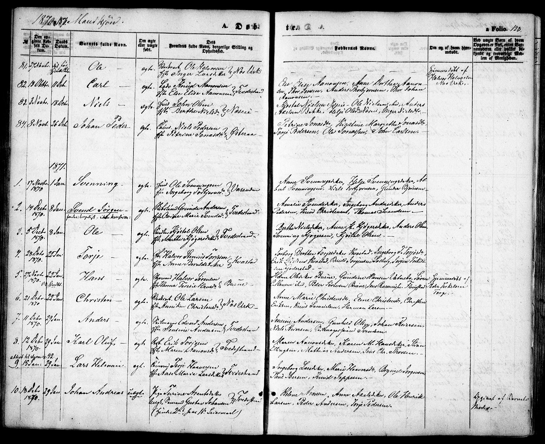 Holt sokneprestkontor, AV/SAK-1111-0021/F/Fa/L0009: Parish register (official) no. A 9, 1861-1871, p. 128