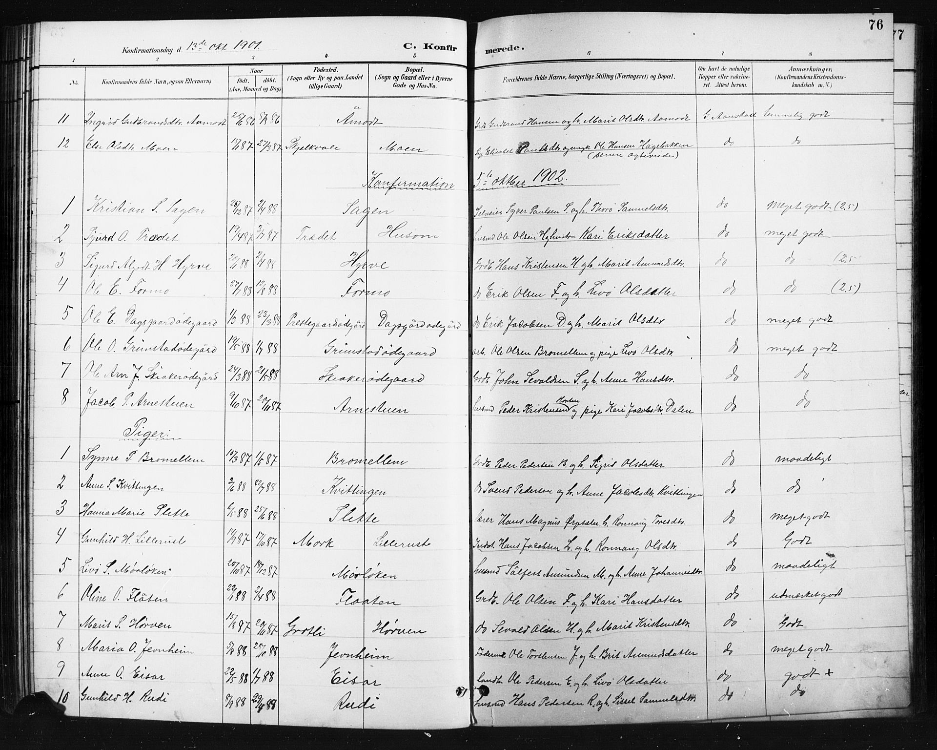 Skjåk prestekontor, SAH/PREST-072/H/Ha/Hab/L0004: Parish register (copy) no. 4, 1895-1921, p. 76
