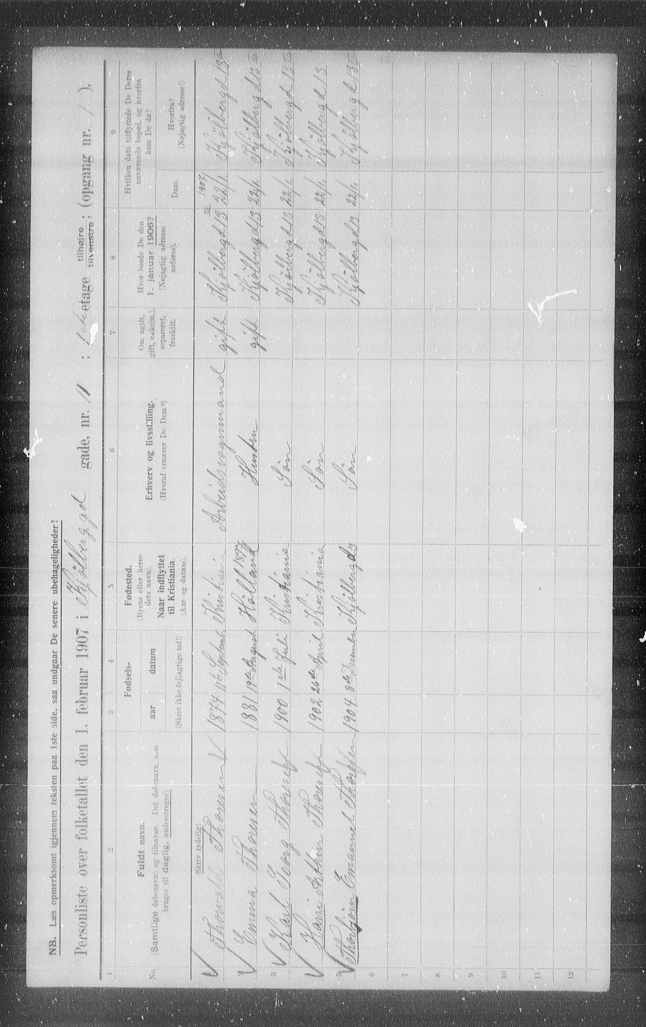 OBA, Municipal Census 1907 for Kristiania, 1907, p. 26170