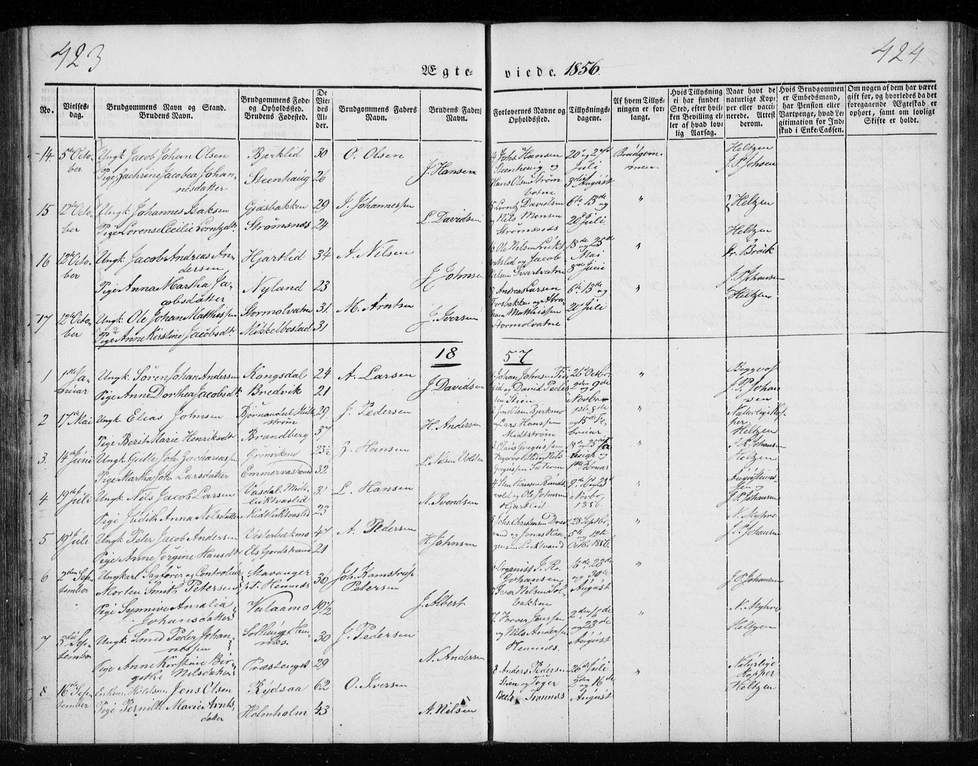 Ministerialprotokoller, klokkerbøker og fødselsregistre - Nordland, AV/SAT-A-1459/825/L0355: Parish register (official) no. 825A09, 1842-1863, p. 423-424