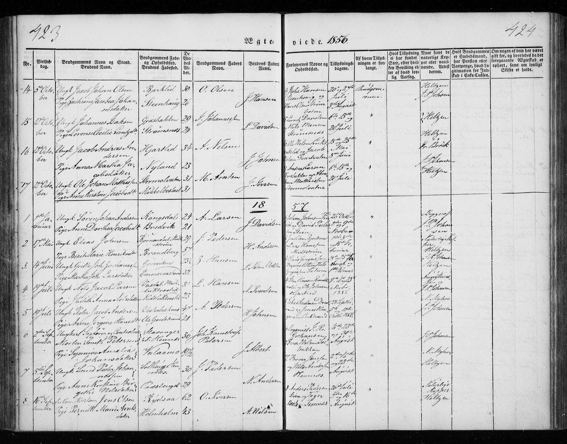 Ministerialprotokoller, klokkerbøker og fødselsregistre - Nordland, AV/SAT-A-1459/825/L0355: Parish register (official) no. 825A09, 1842-1863, p. 423-424