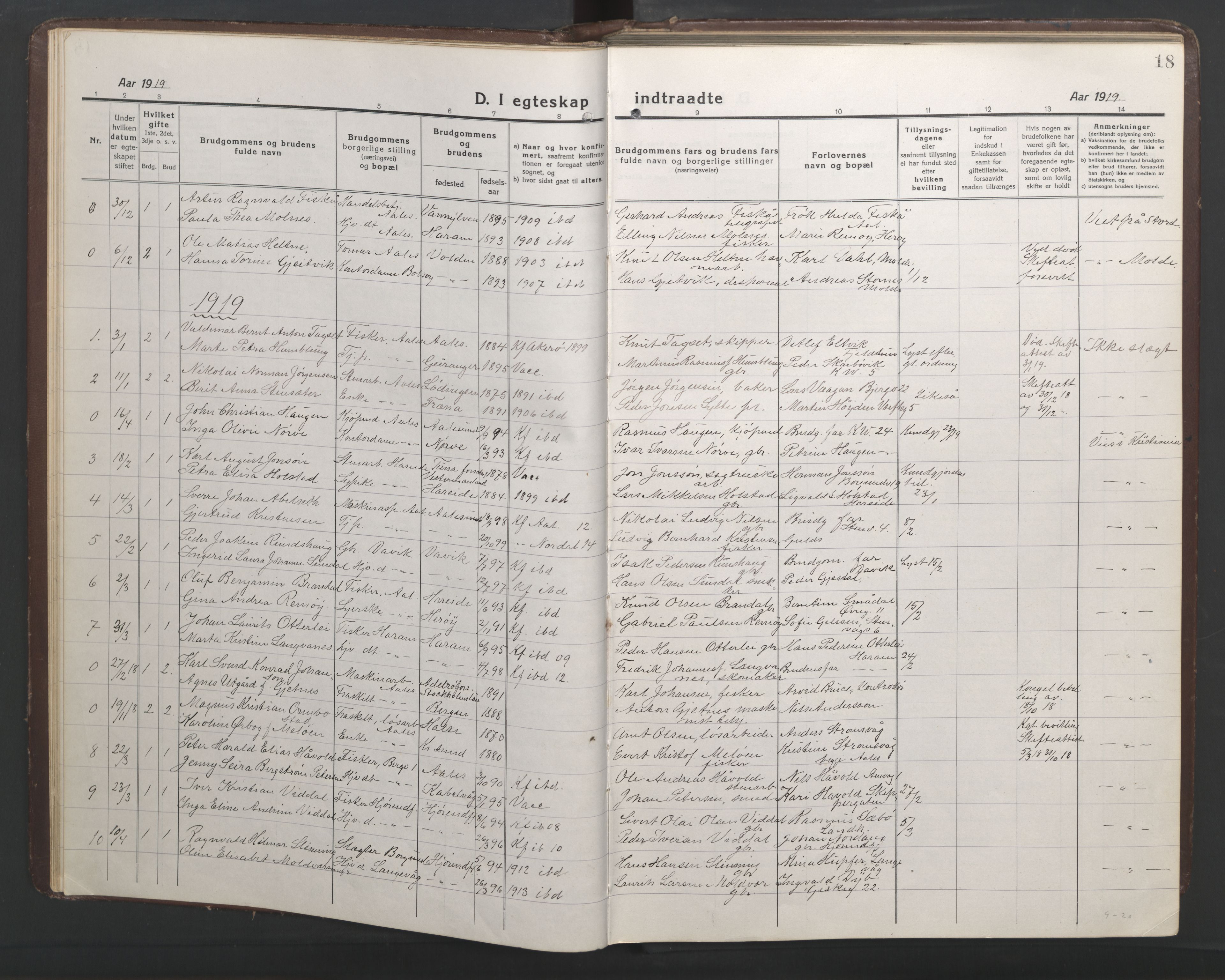 Ministerialprotokoller, klokkerbøker og fødselsregistre - Møre og Romsdal, AV/SAT-A-1454/529/L0473: Parish register (copy) no. 529C10, 1918-1941, p. 18