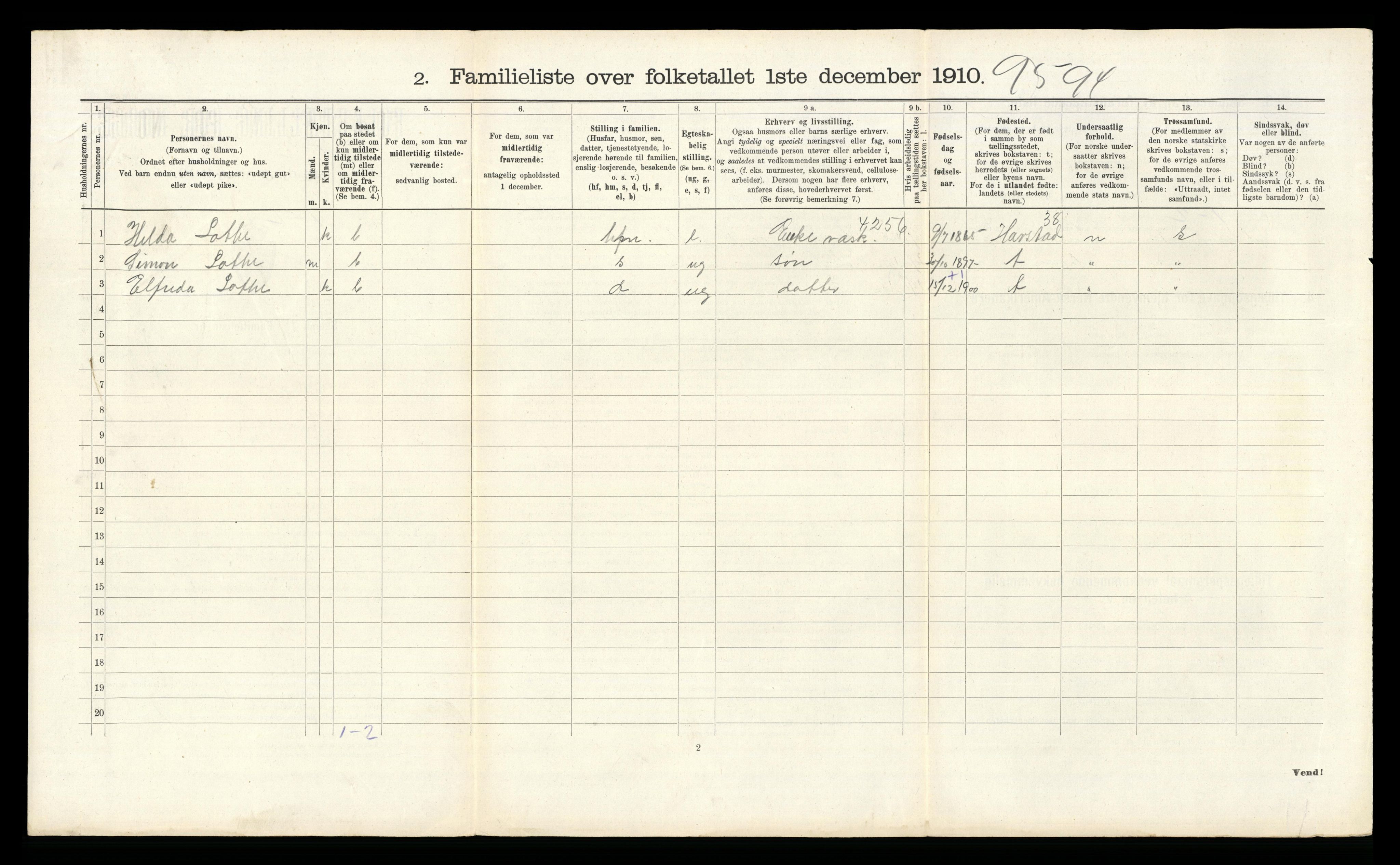 RA, 1910 census for Trondheim, 1910, p. 22920