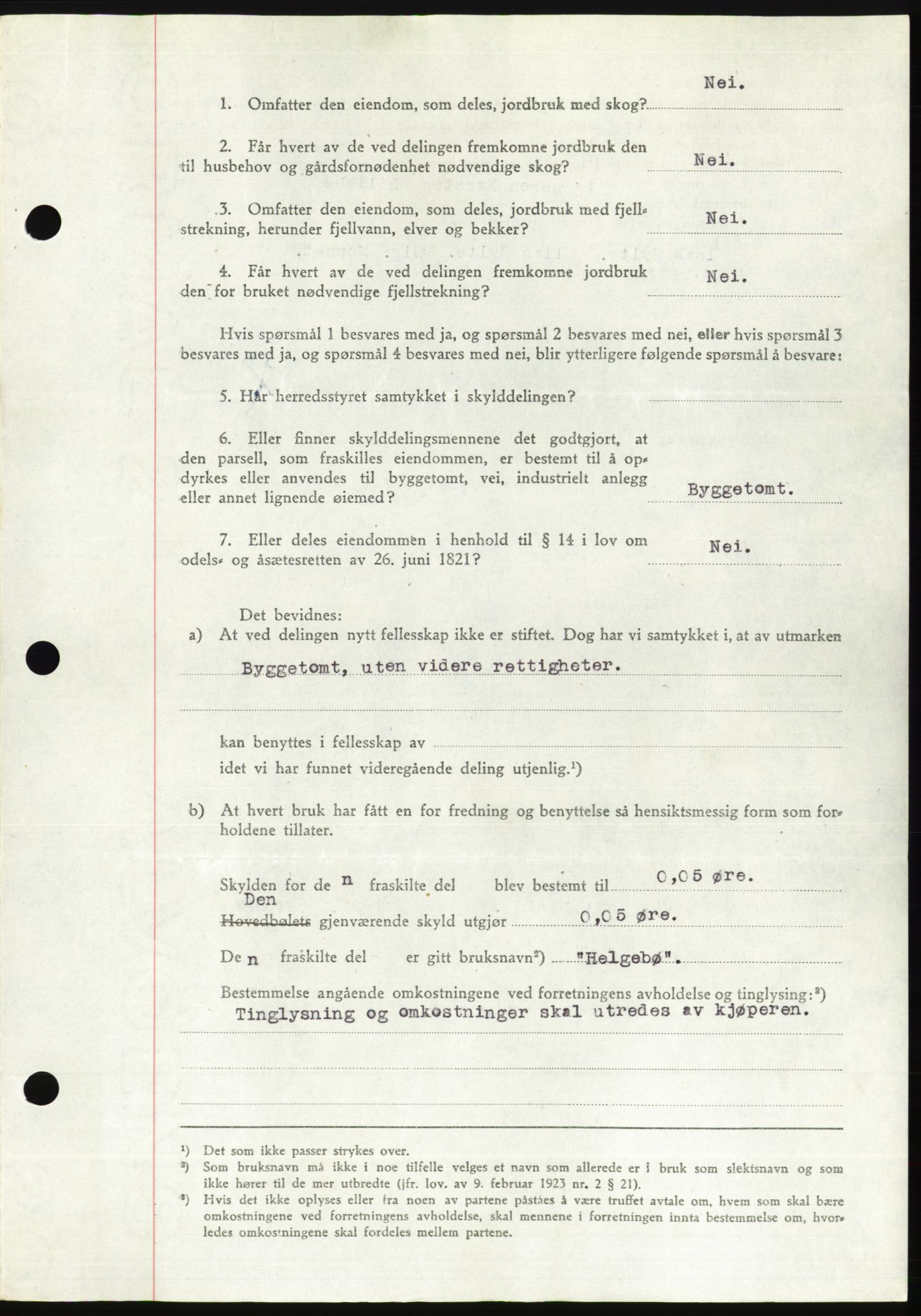 Søre Sunnmøre sorenskriveri, AV/SAT-A-4122/1/2/2C/L0081: Mortgage book no. 7A, 1947-1948, Diary no: : 1289/1947