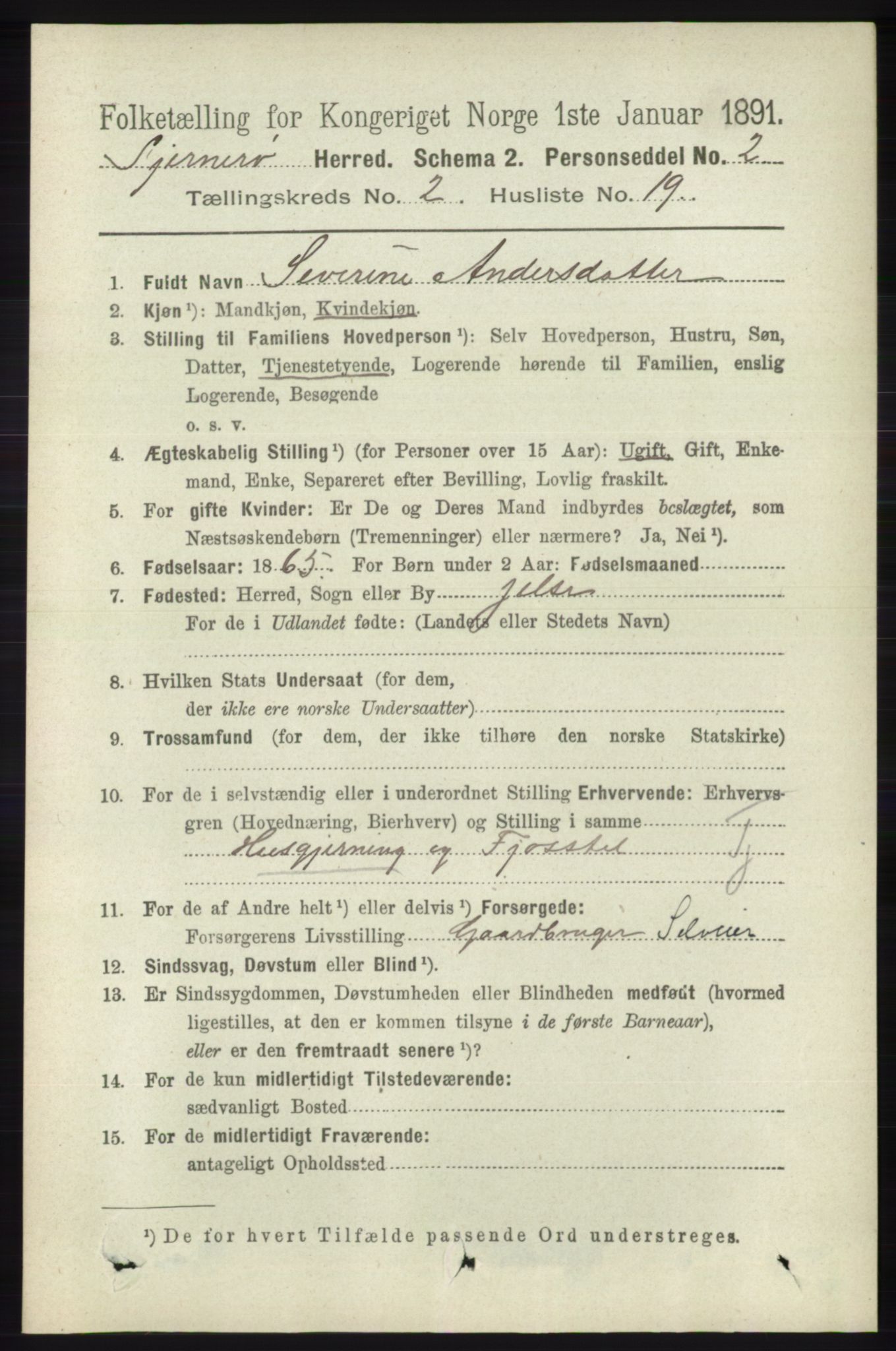 RA, 1891 census for 1140 Sjernarøy, 1891, p. 354