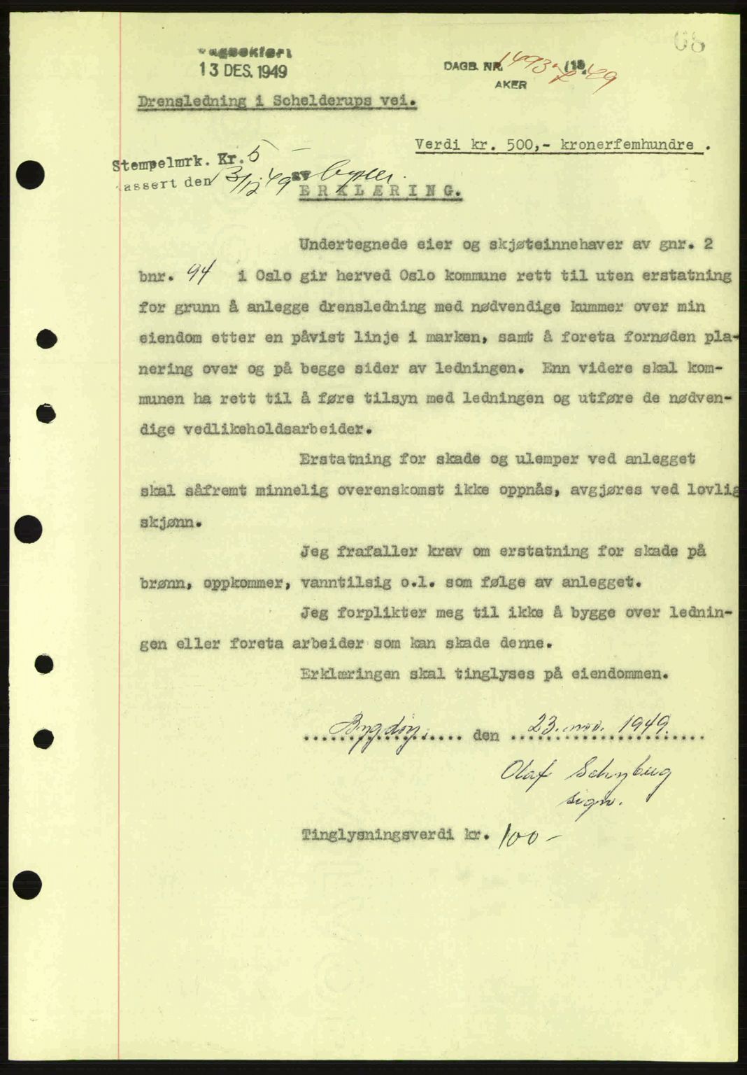 Oslo byskriverembete, AV/SAO-A-10227/G/Gb/Gbd/Gbda/L0017: Mortgage book no. A215, 1949-1950, Diary no: : 14937/1949