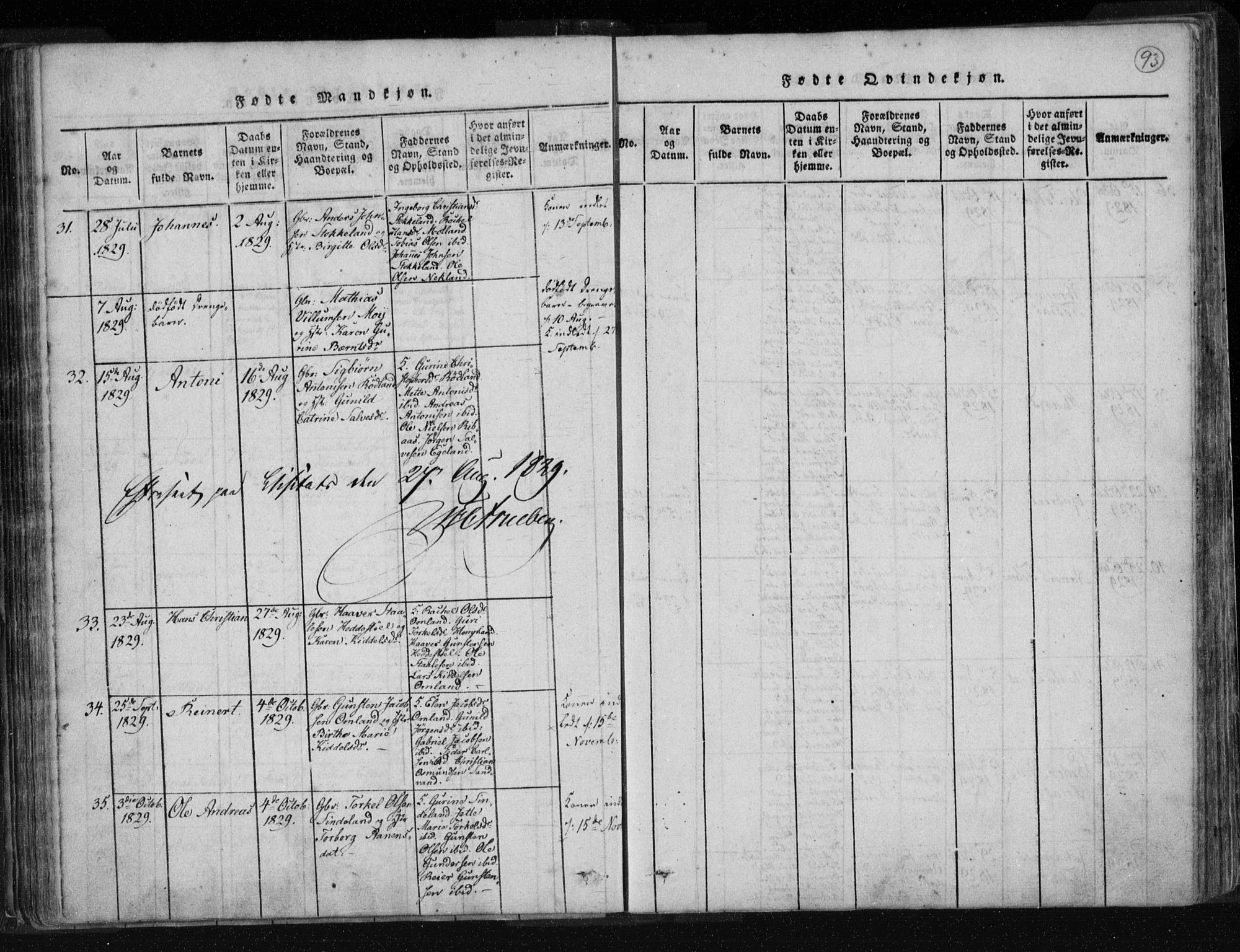 Kvinesdal sokneprestkontor, AV/SAK-1111-0026/F/Fa/Fab/L0003: Parish register (official) no. A 3, 1815-1829, p. 93