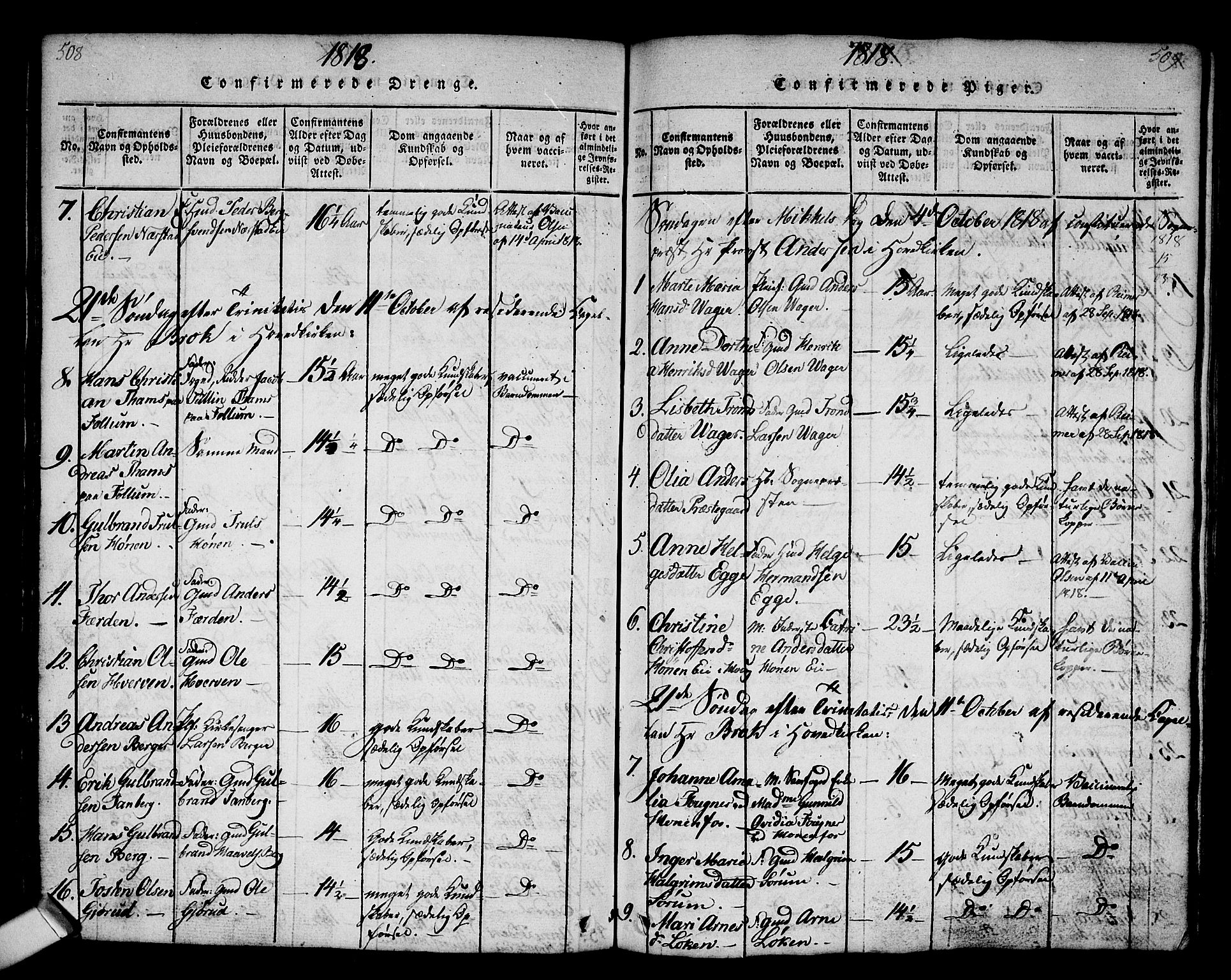 Norderhov kirkebøker, AV/SAKO-A-237/G/Ga/L0002: Parish register (copy) no. I 2, 1814-1867, p. 508-509