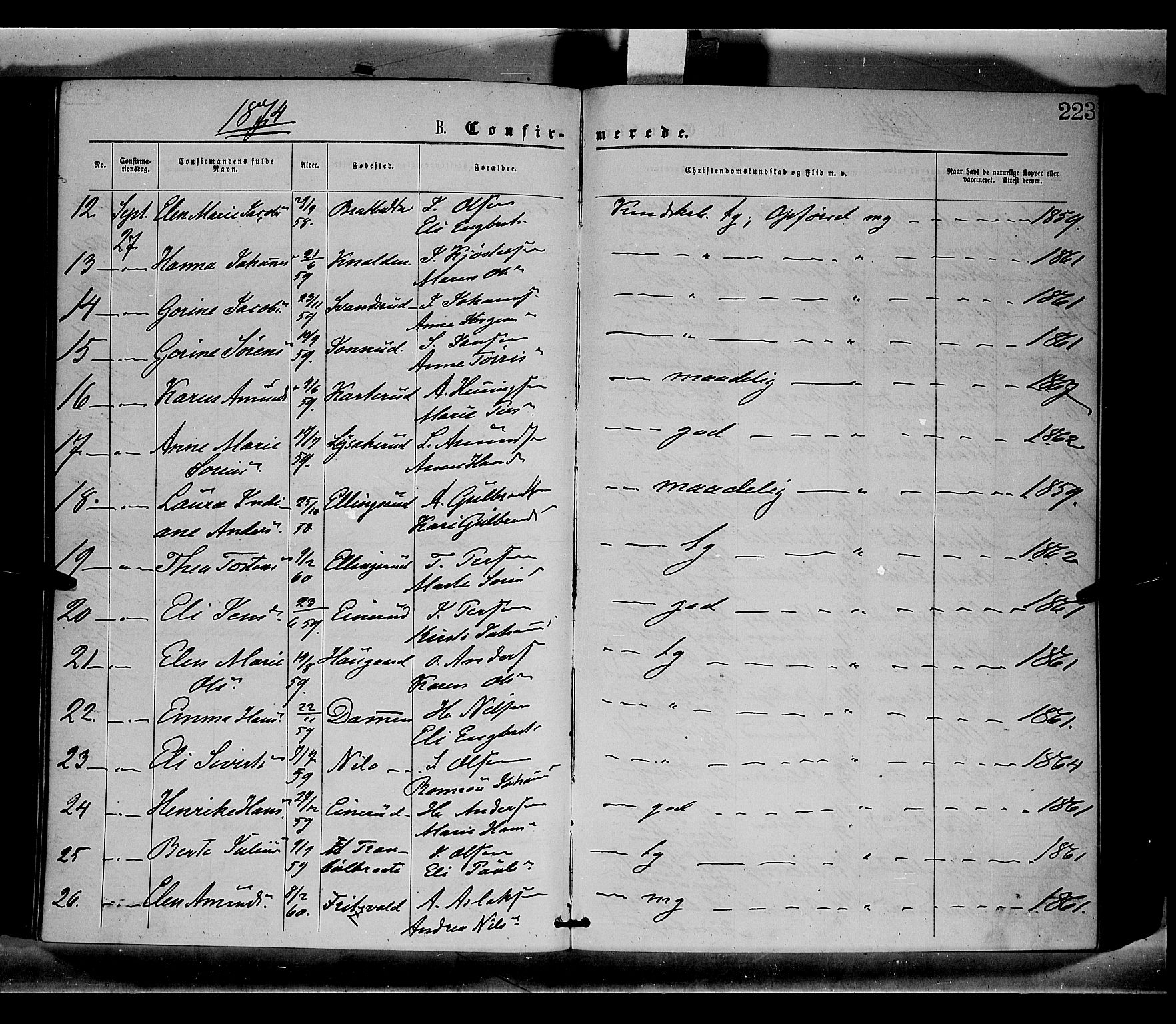 Sør-Odal prestekontor, AV/SAH-PREST-030/H/Ha/Haa/L0004: Parish register (official) no. 4, 1870-1875, p. 223