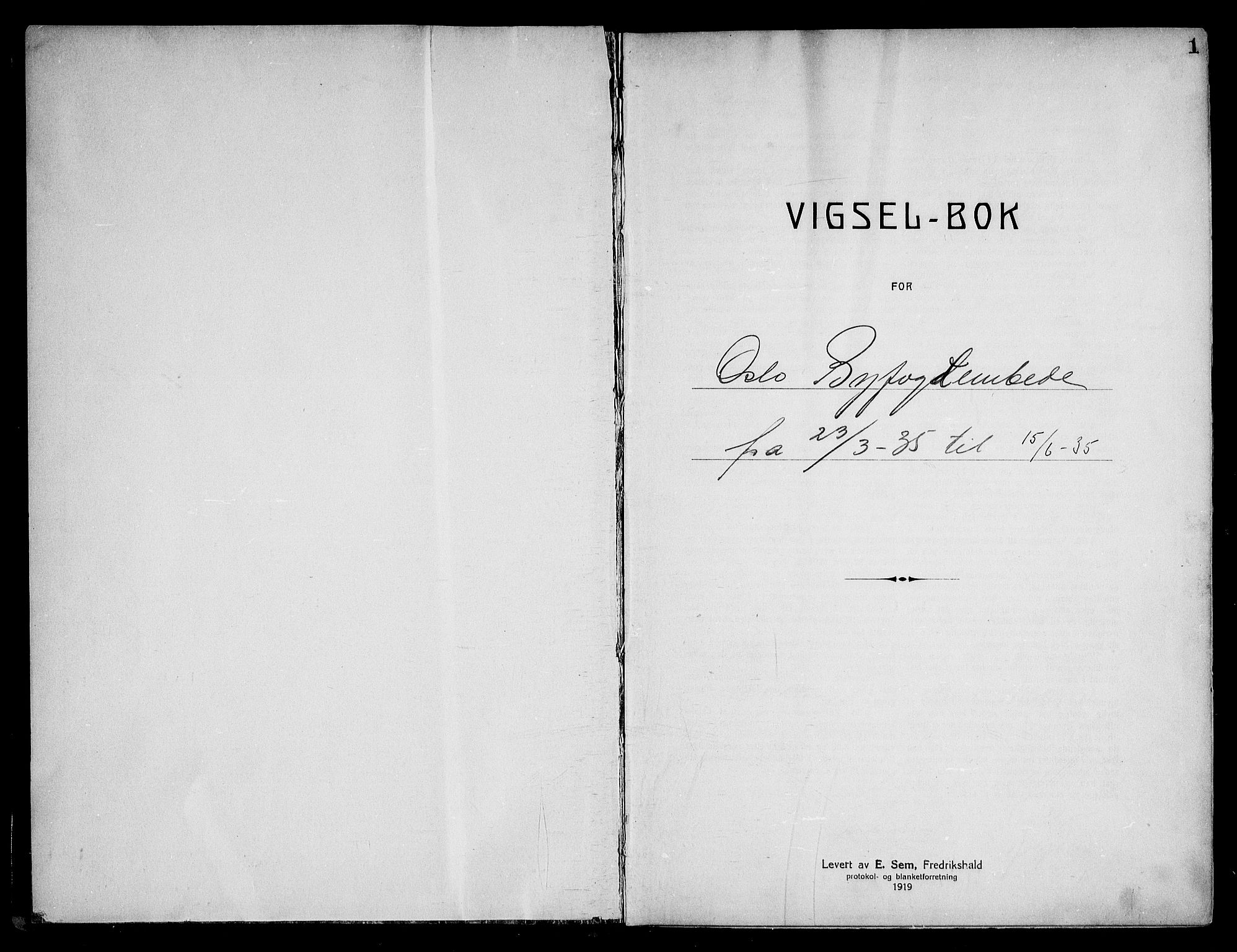 Oslo byfogd avd. I, AV/SAO-A-10220/L/Lb/Lbb/L0025: Notarialprotokoll, rekke II: Vigsler, 1935-1936, p. 1a