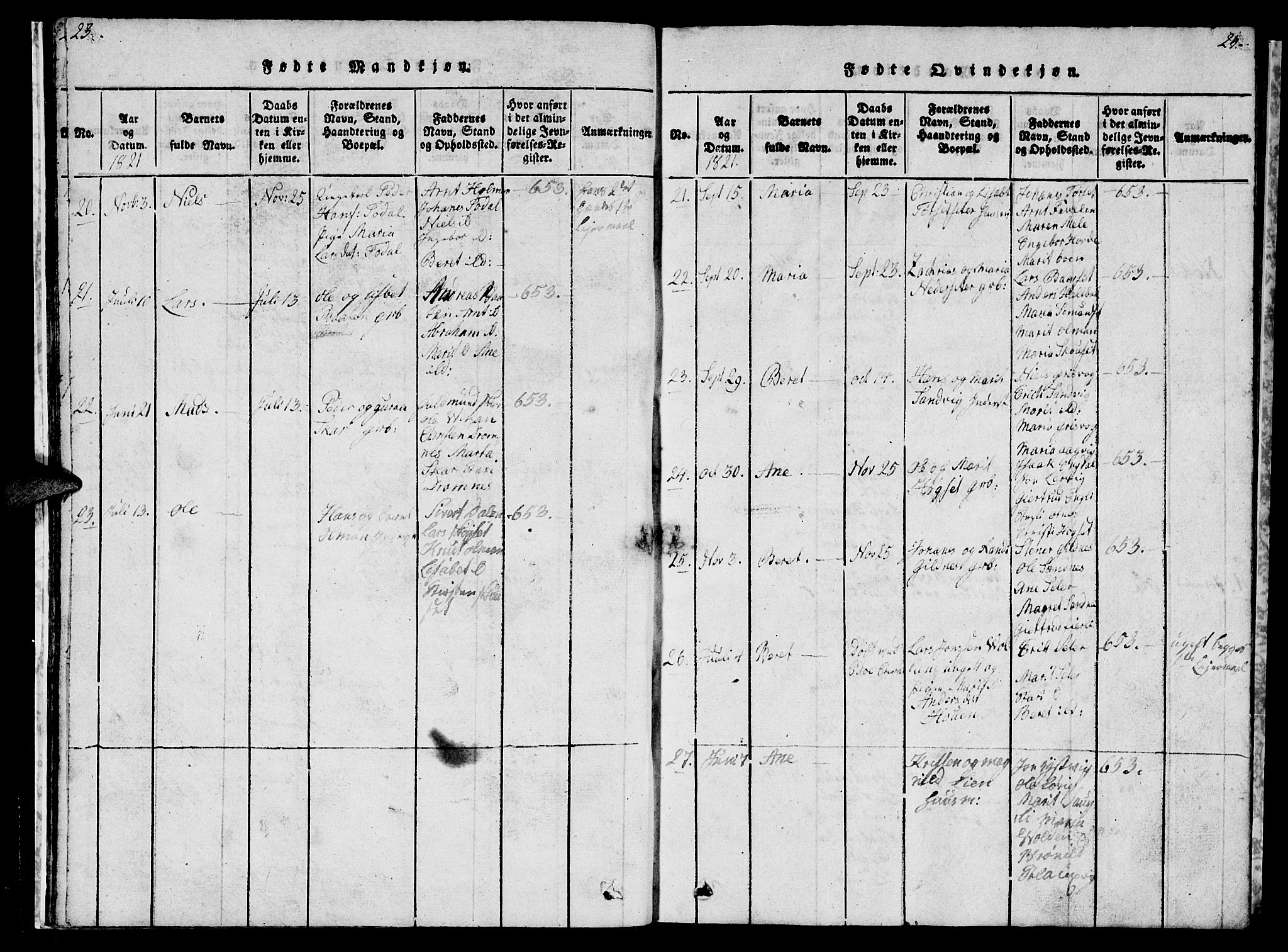 Ministerialprotokoller, klokkerbøker og fødselsregistre - Møre og Romsdal, AV/SAT-A-1454/578/L0908: Parish register (copy) no. 578C01, 1819-1837, p. 23-24