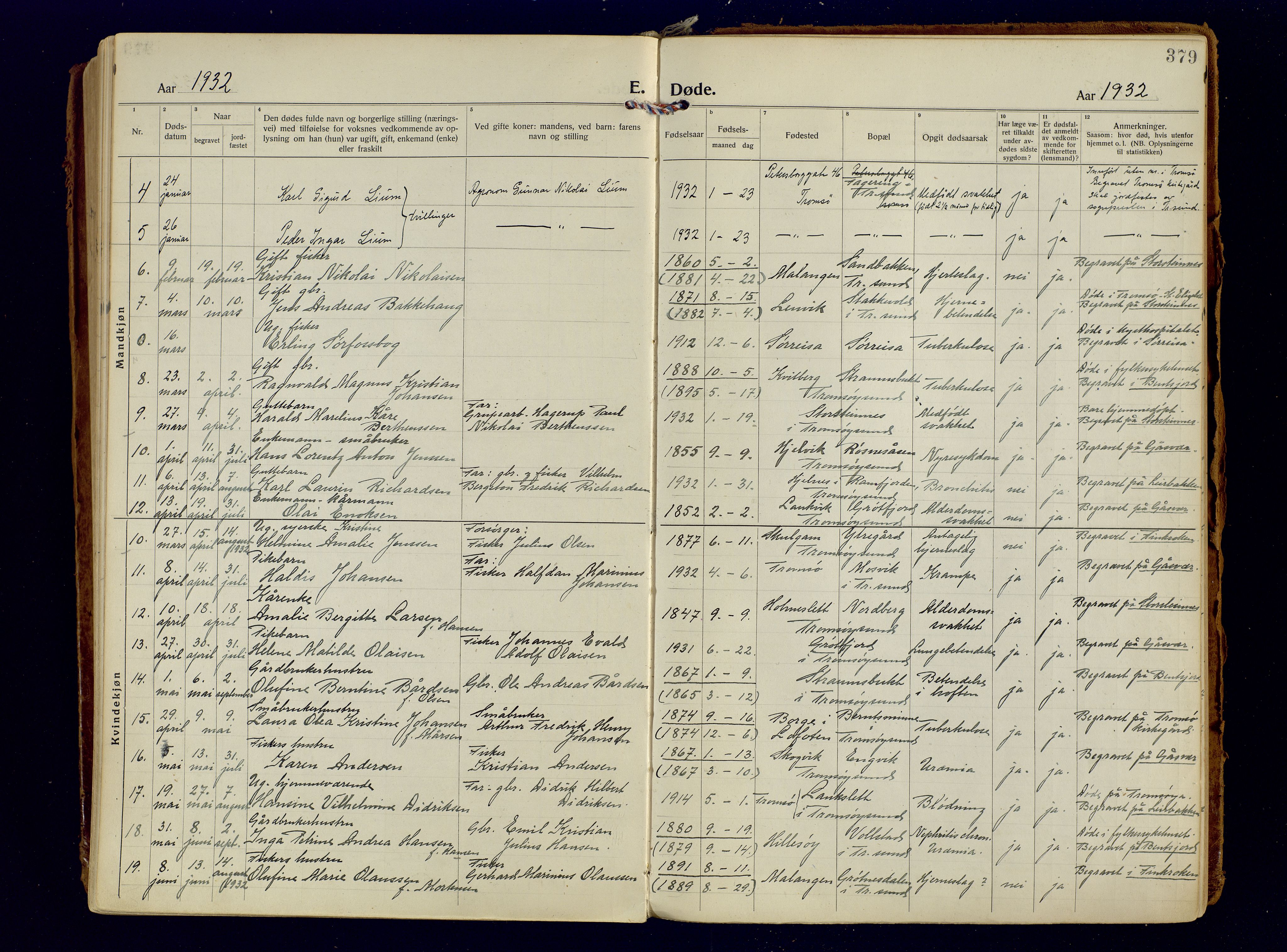 Tromsøysund sokneprestkontor, SATØ/S-1304/G/Ga/L0009kirke: Parish register (official) no. 9, 1922-1934, p. 379