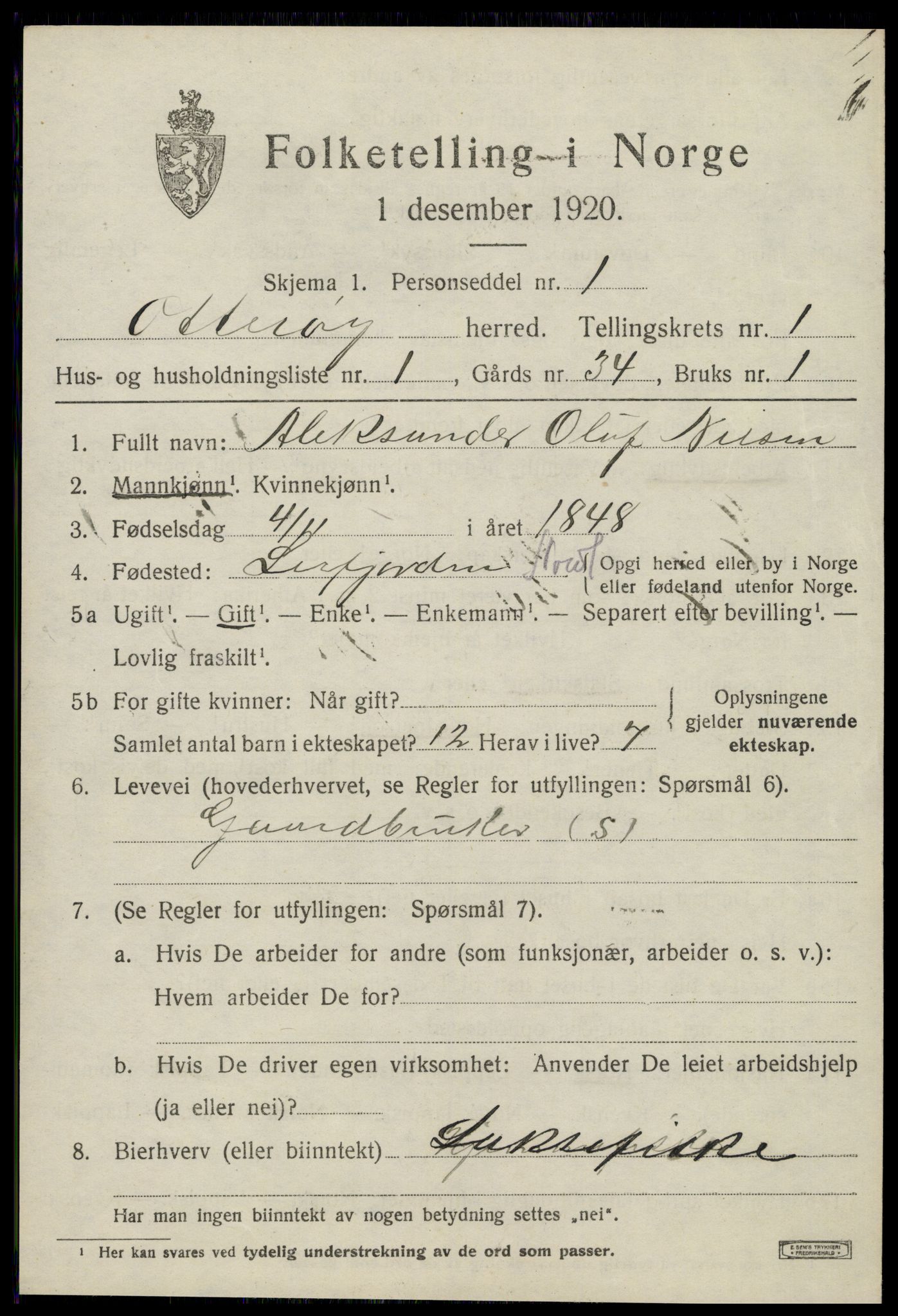 SAT, 1920 census for Otterøy, 1920, p. 615