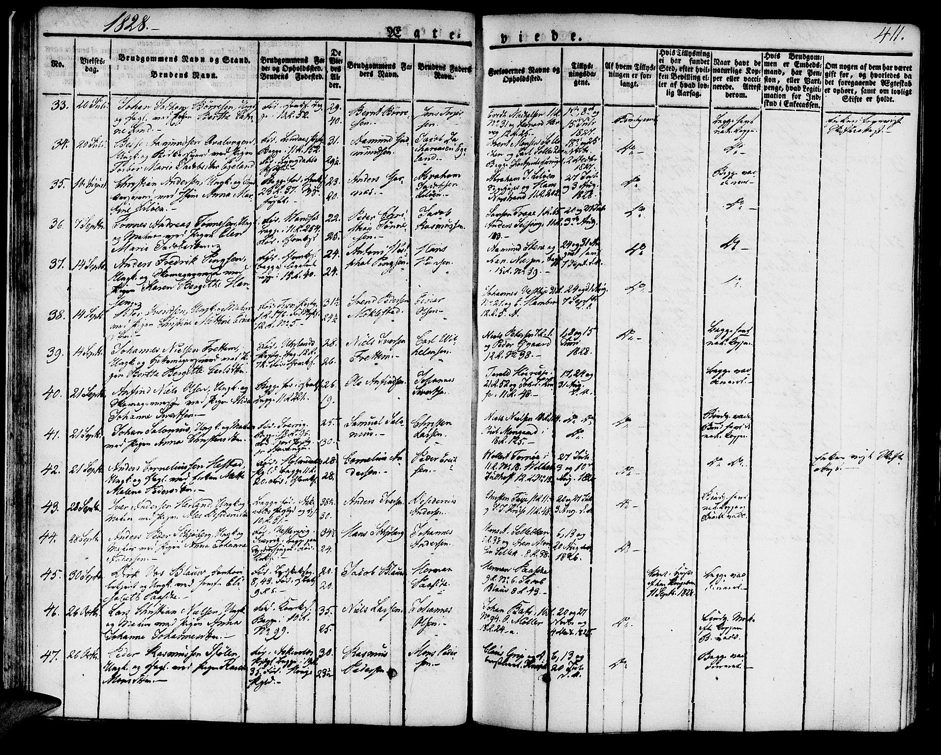 Domkirken sokneprestembete, AV/SAB-A-74801/H/Haa/L0012: Parish register (official) no. A 12, 1821-1840, p. 411