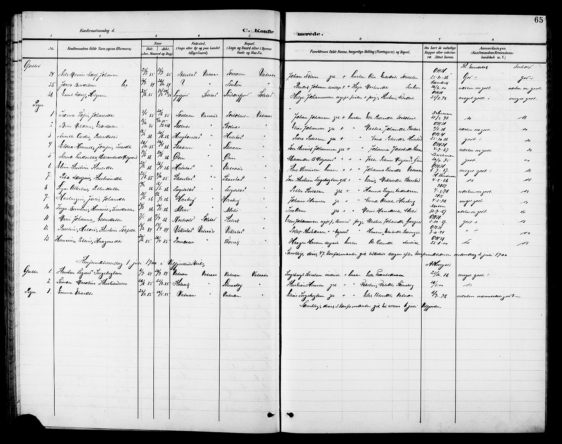 Ministerialprotokoller, klokkerbøker og fødselsregistre - Nordland, AV/SAT-A-1459/810/L0161: Parish register (copy) no. 810C04, 1897-1910, p. 65