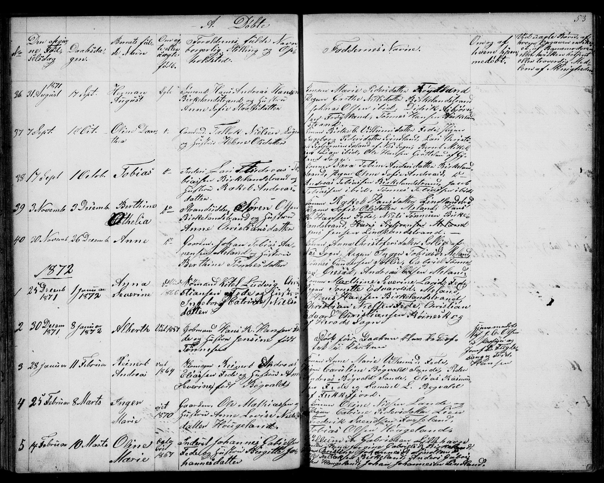 Kvinesdal sokneprestkontor, SAK/1111-0026/F/Fb/Fba/L0003: Parish register (copy) no. B 3, 1858-1893, p. 53