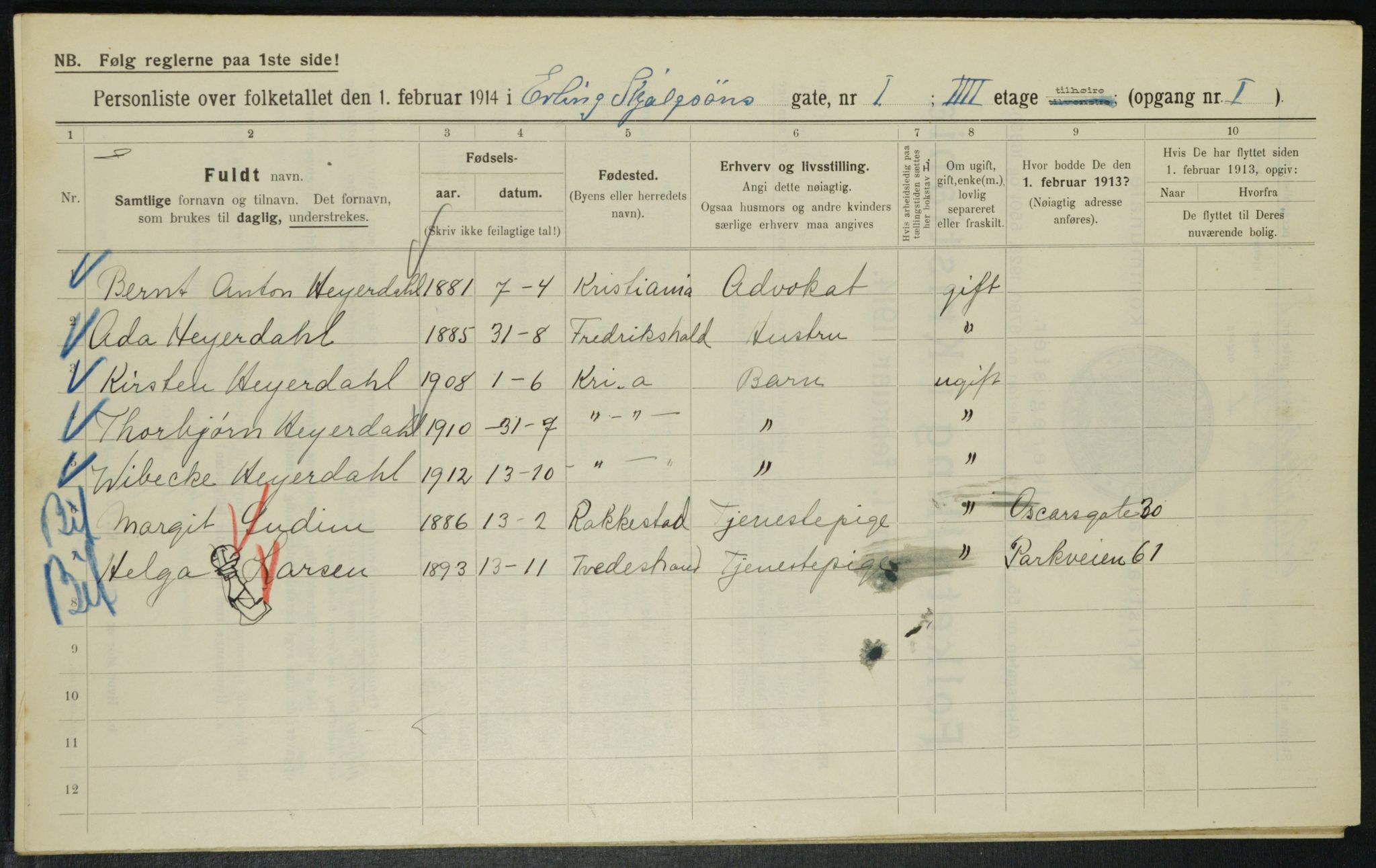 OBA, Municipal Census 1914 for Kristiania, 1914, p. 22180