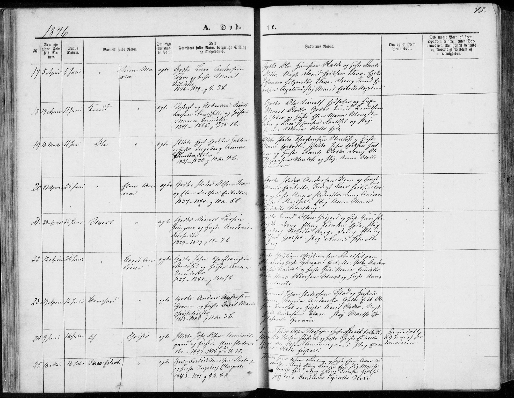 Ministerialprotokoller, klokkerbøker og fødselsregistre - Møre og Romsdal, AV/SAT-A-1454/557/L0681: Parish register (official) no. 557A03, 1869-1886, p. 43