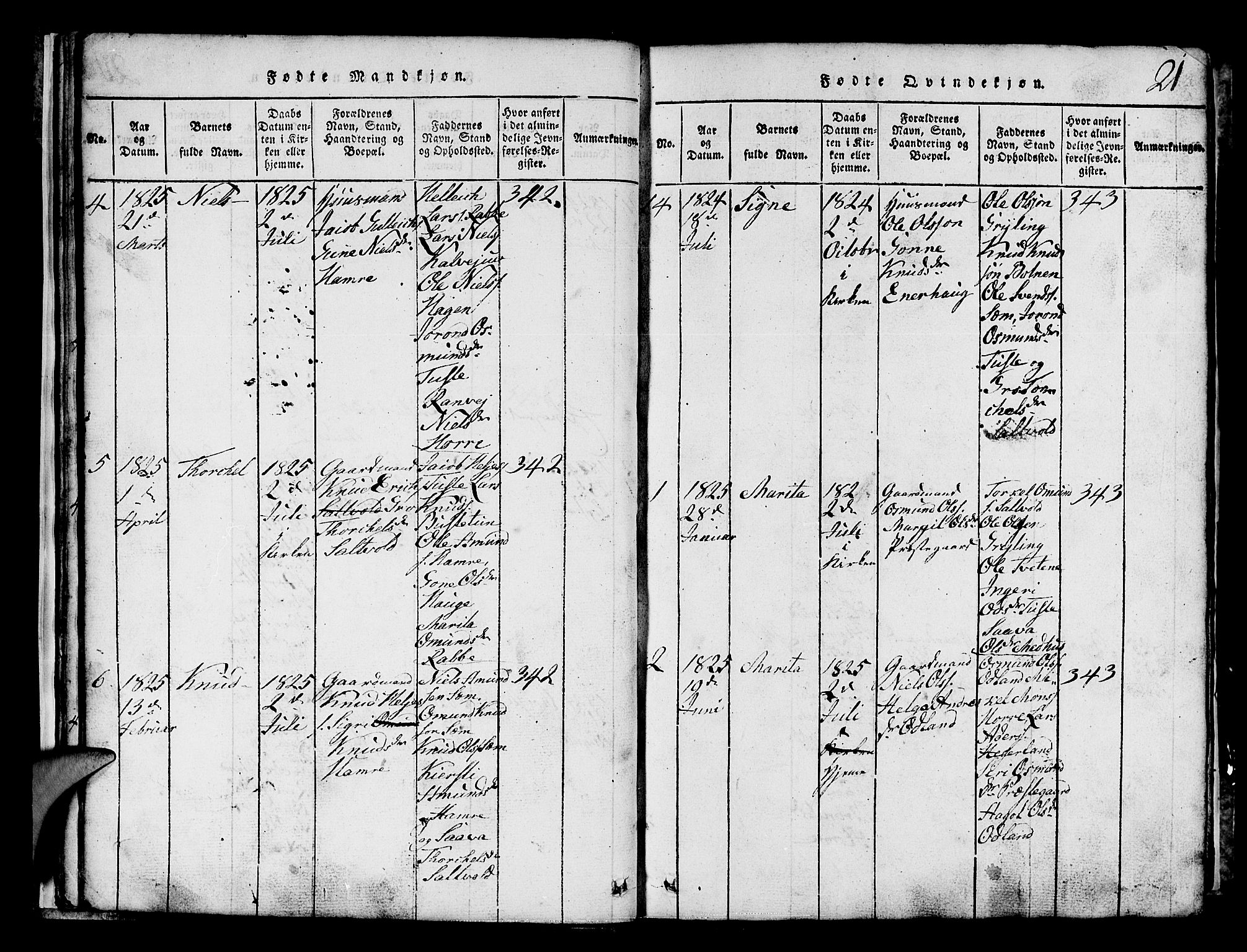 Røldal sokneprestembete, SAB/A-100247: Parish register (copy) no. A 1, 1817-1860, p. 21