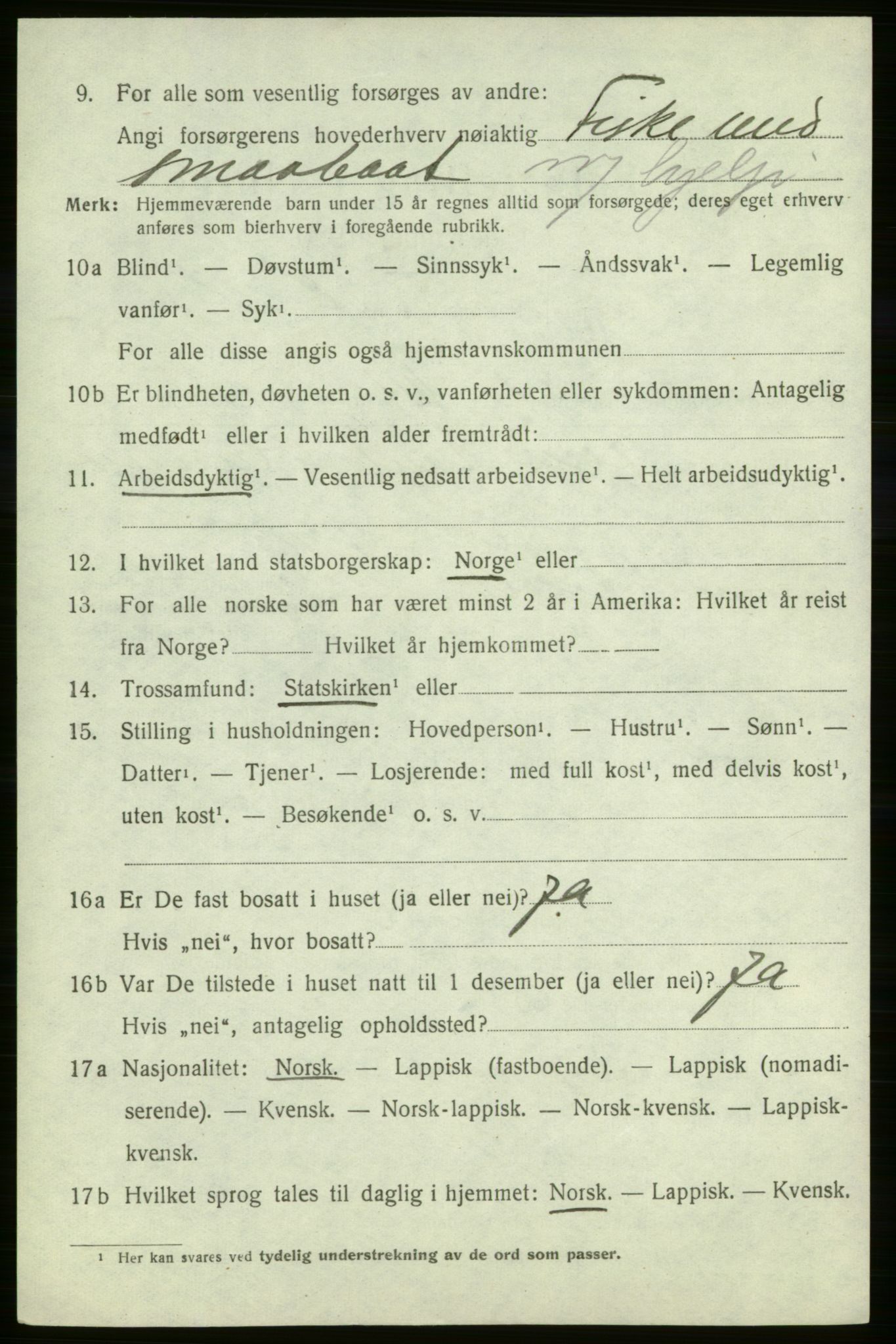 SATØ, 1920 census for Hasvik, 1920, p. 2322