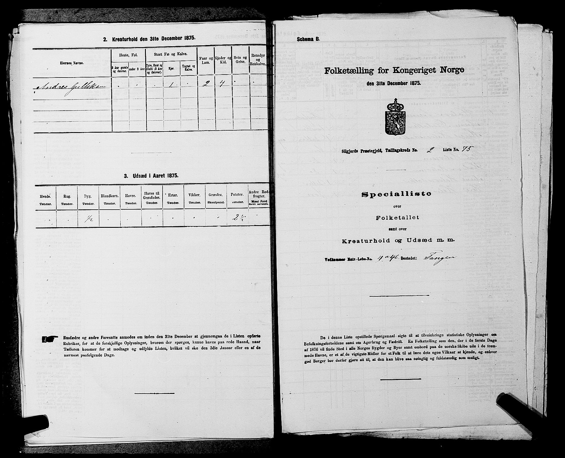 SAKO, 1875 census for 0828P Seljord, 1875, p. 322