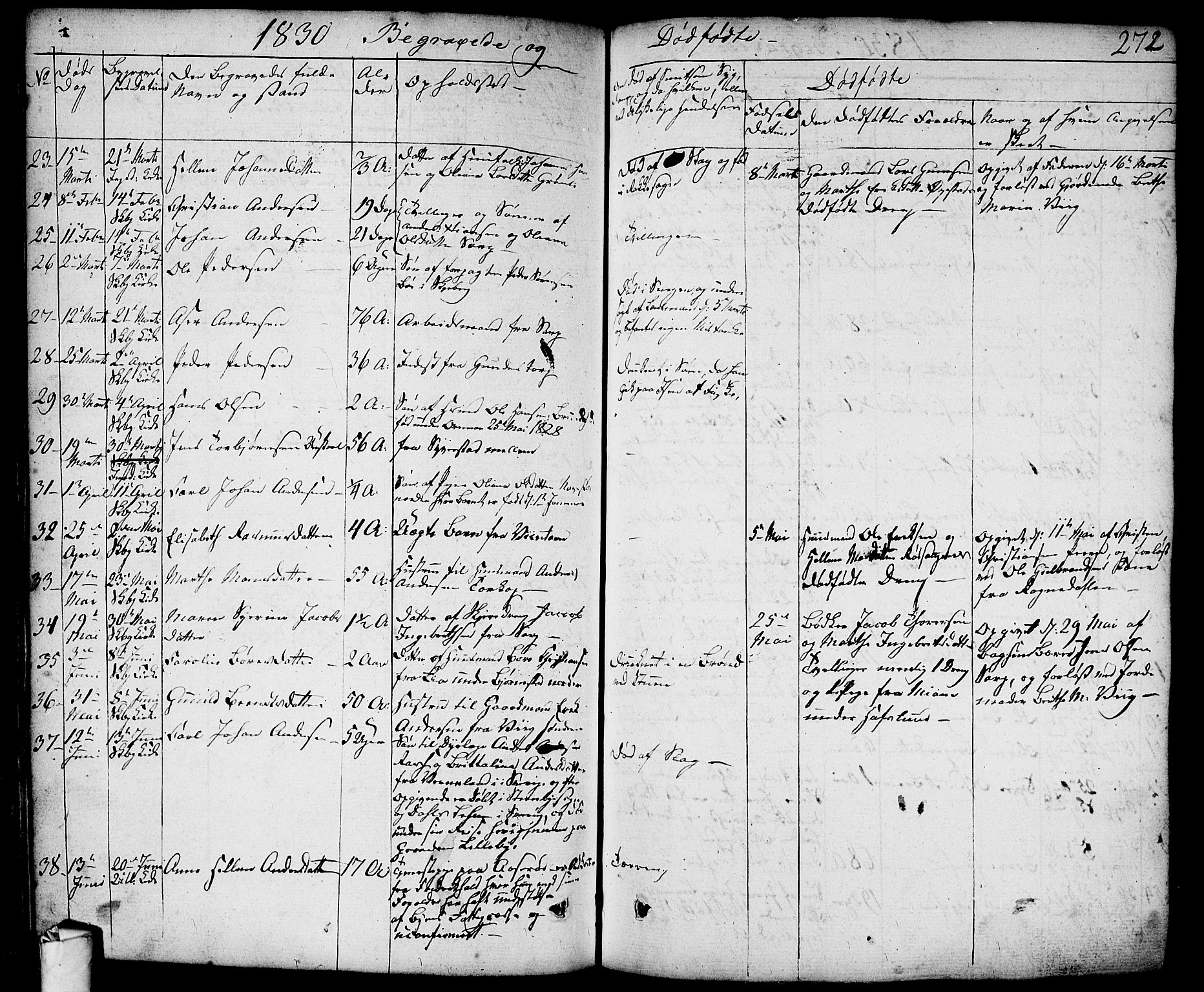 Skjeberg prestekontor Kirkebøker, AV/SAO-A-10923/F/Fa/L0005: Parish register (official) no. I 5, 1830-1845, p. 272